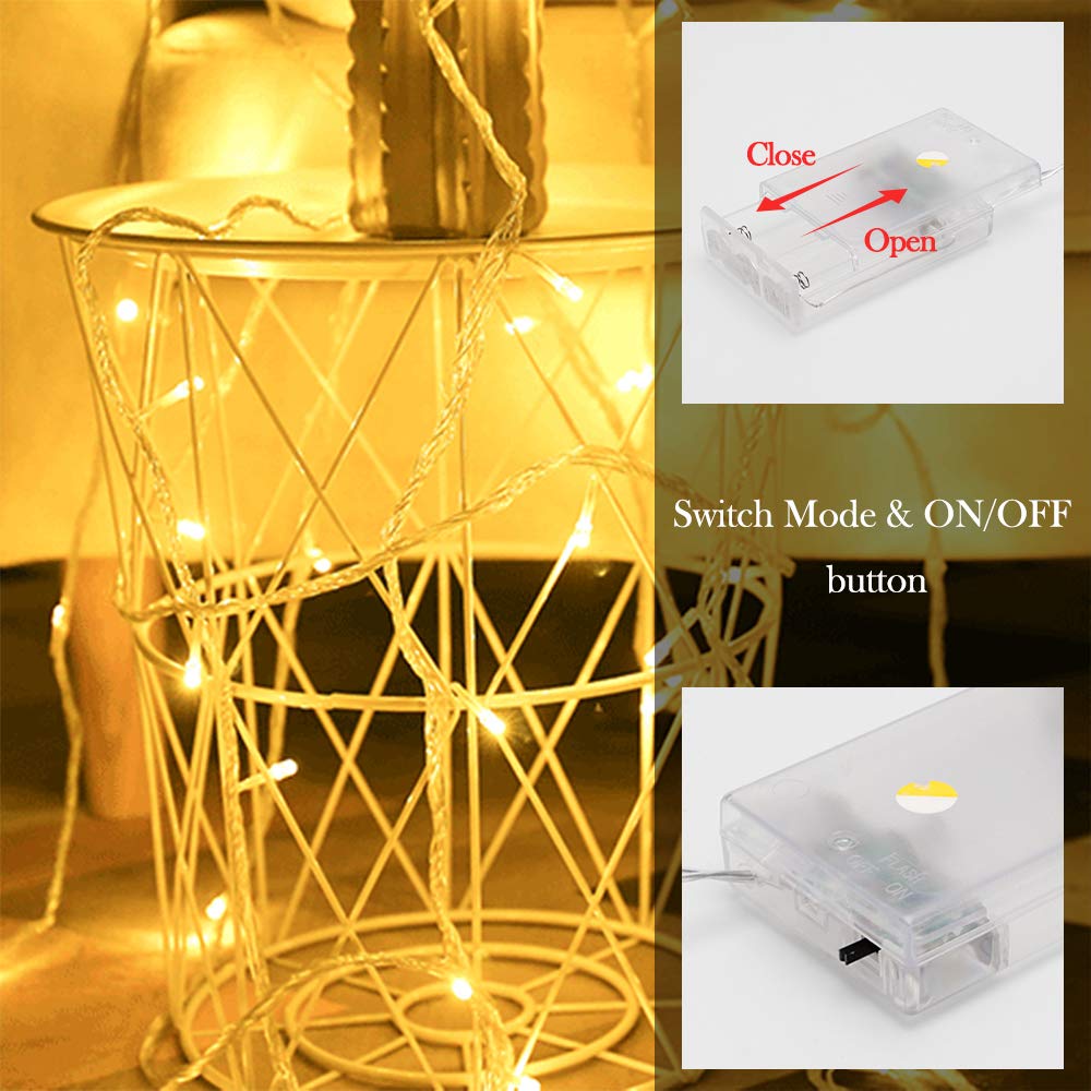 ANJAYLIA 20Ft 40 LED Fairy String Lights Battery Operated, Waterproof Twinkle Christmas Tree Lights with 2 Modes for Christmas Indoor Outdoor Garden Wedding Home Decoration Warm White - Medaid International