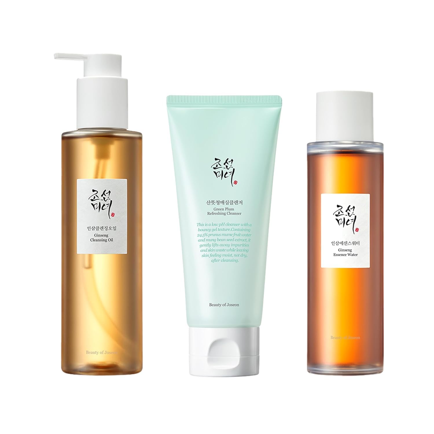 Beauty of Joseon Cleansing & Moisture Trio Ginseng Cleansing Oil Green Plum Cleanser Ginseng Essence Water Deep Cleansing and Hydration Korean Skincare - Medaid International