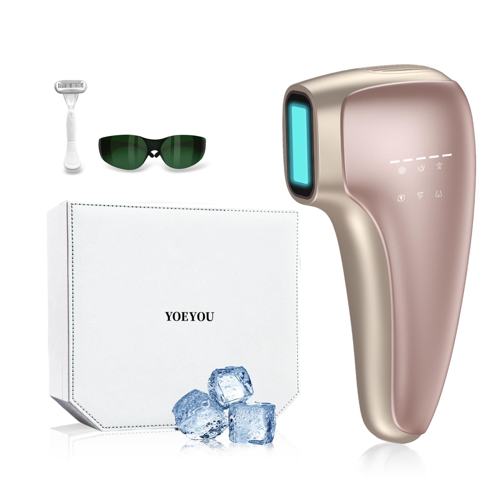 Painless IPL Laser Hair Removal for Women & Men, 39°F Sapphire Ice Cooling Technology, At-Home Laser Hair Removal Device for Face, Armpits, Legs, Bikini & Whole Body, Long-Lasting Results - Medaid International