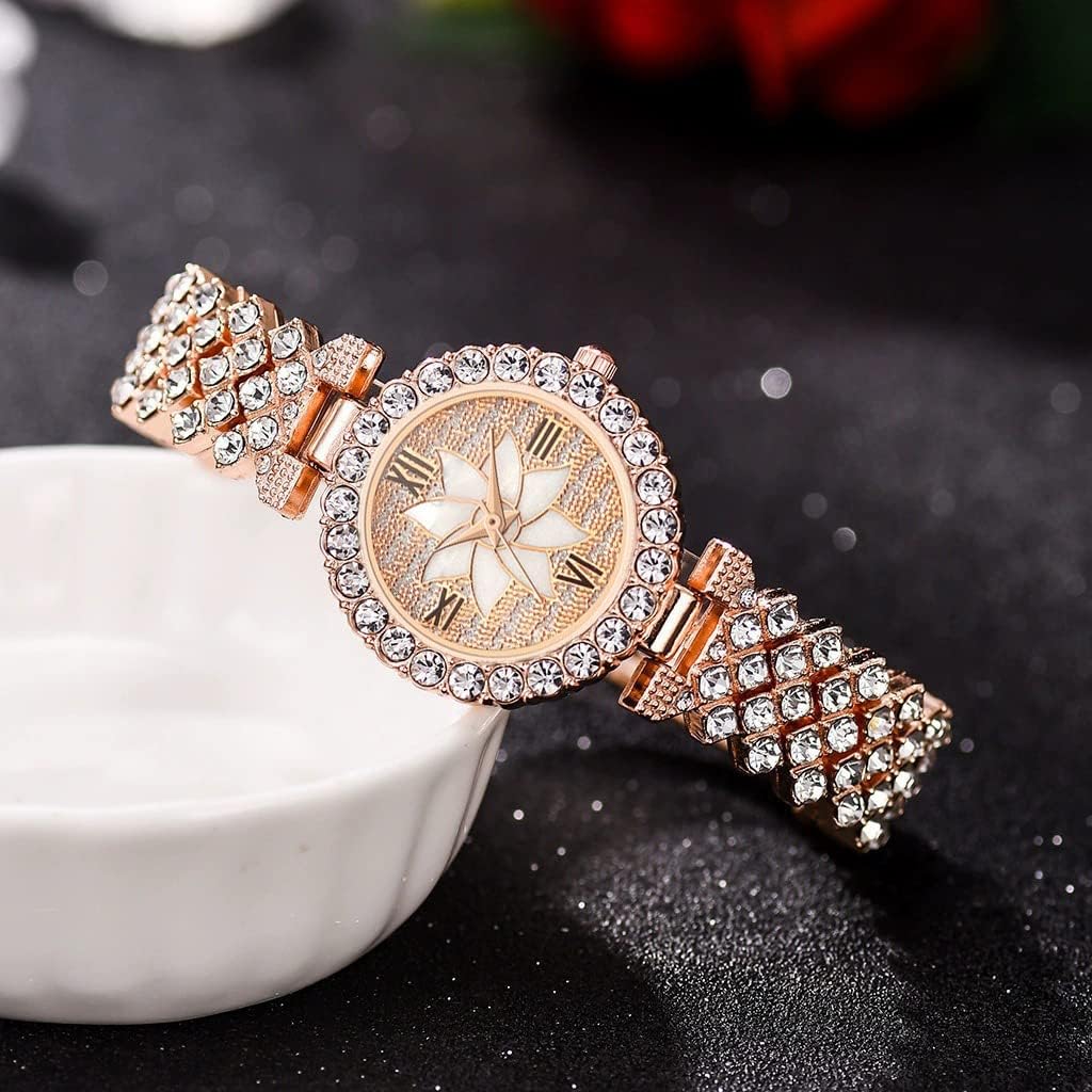 KASTWAVE Luxury Women Wrist Watches, Fashion Casual Quartz Watch Ladies Watch, Watch Luxury Crystal Rhinestone Diamond Wrist Watch Stainless Steel Fashion Bling Iced-Out Watch