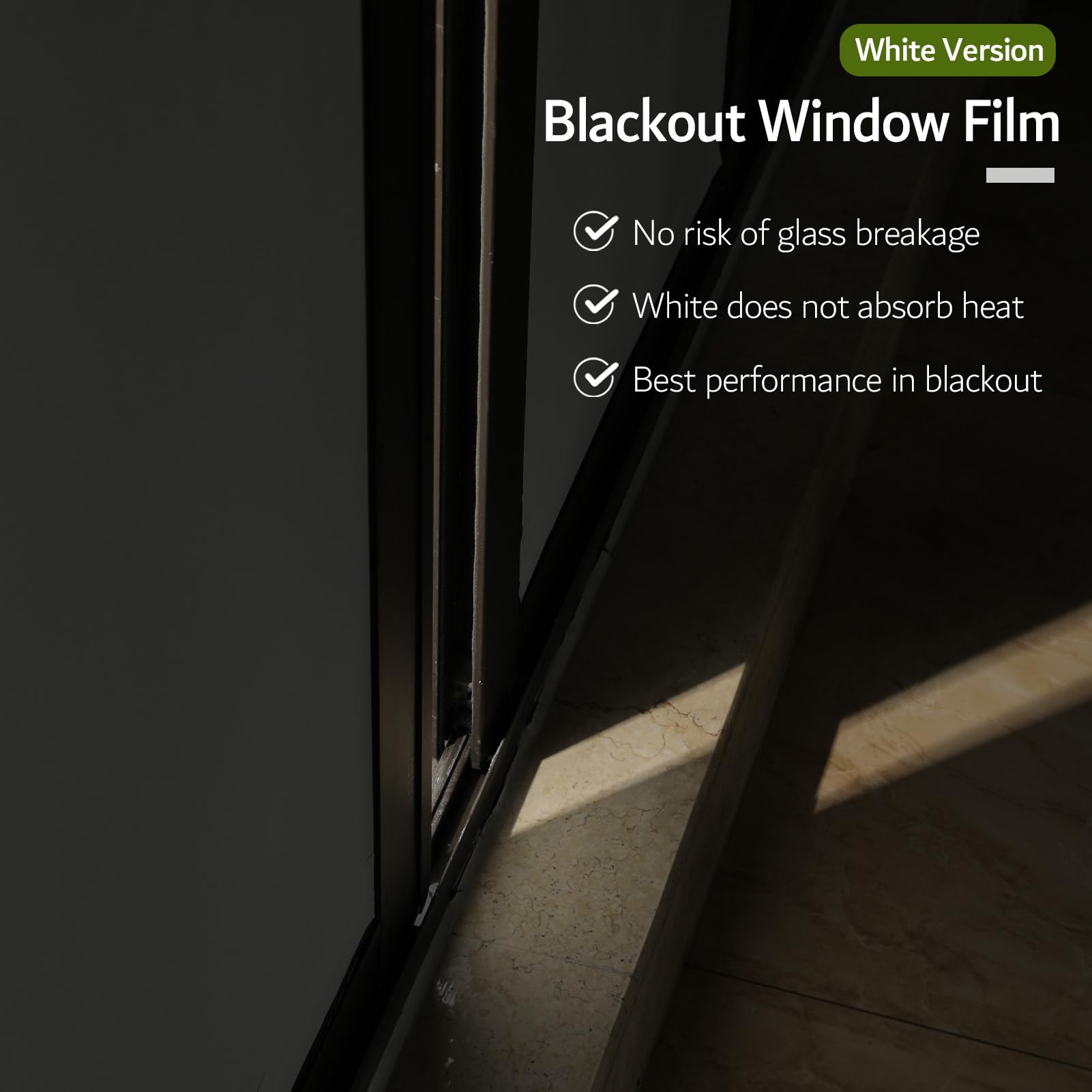 VELIMAX White Blackout Window Film, 100% Light Blocking Window Cover, Opaque Vinyl Cling, Privacy Film for Glass, Sun Blocking Films Non Adhesive, 17.7in x 78.7in - Medaid International