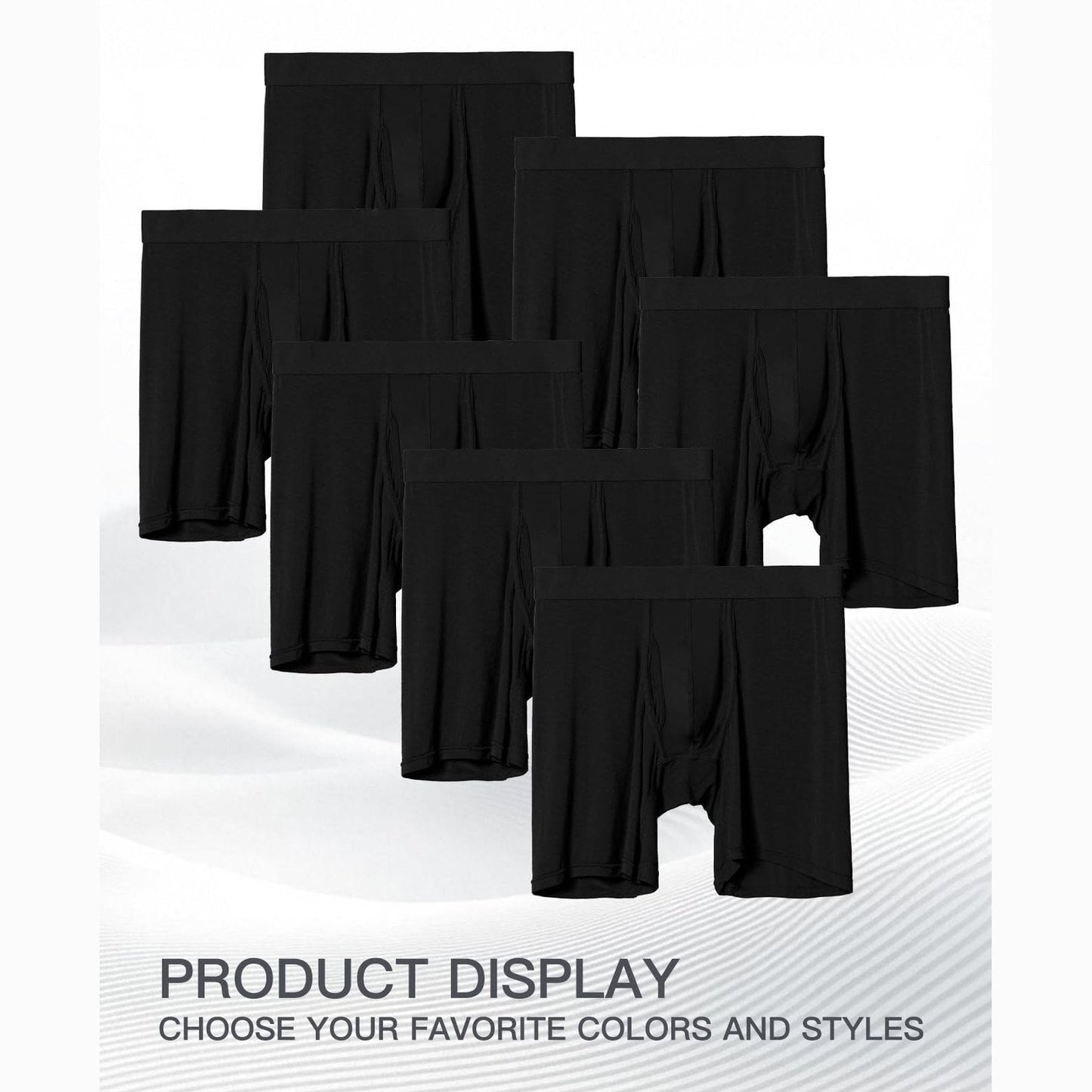 youlehe Men's Underwear Soft Rayon Boxer Briefs Stretch Trunks Pack (as1, alpha, l, regular, regular, 7 Pack(Black)-Open Fly-018) - Medaid International
