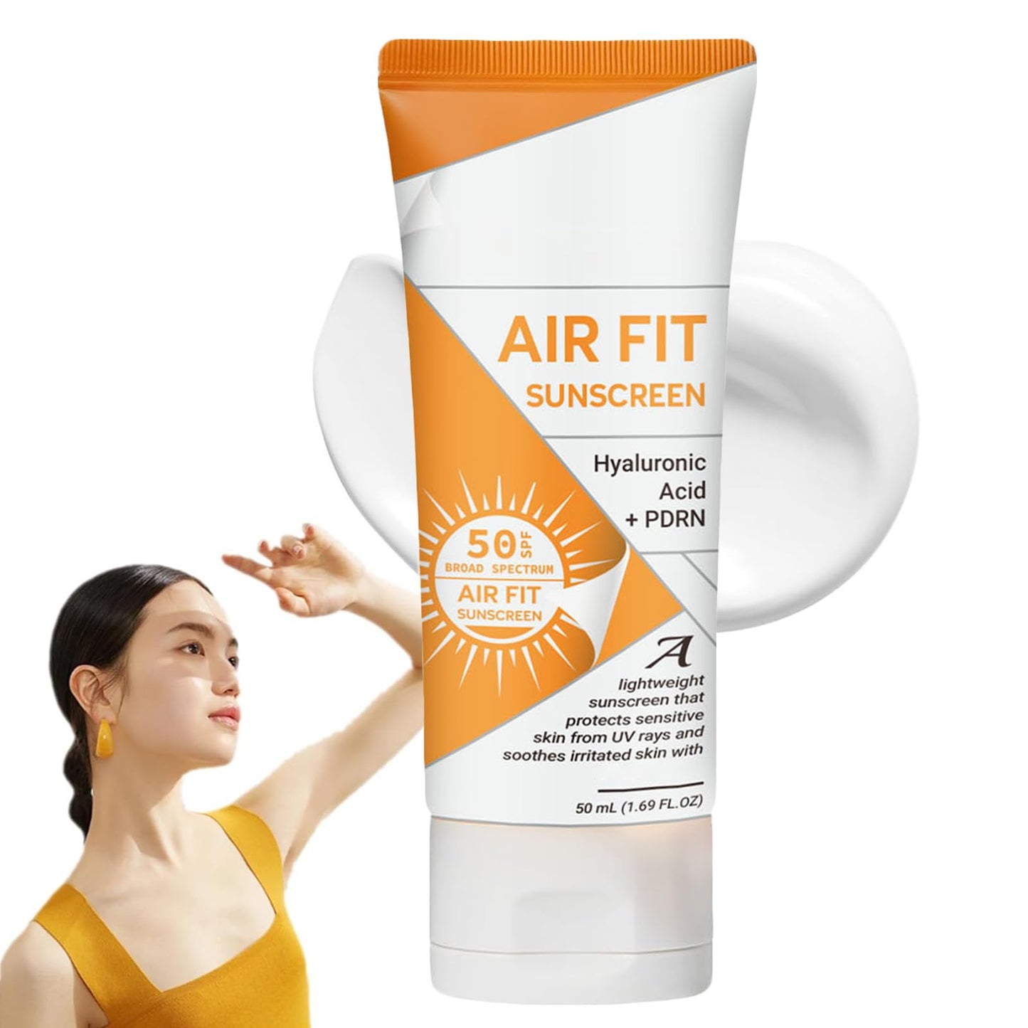 Air Fit Sunscreen Korean SPF 50 - Face & Body Sunscreen with Hyaluronic Acid, Lightweight, Non-Greasy, Moisturizing Sun Cream, Broad Spectrum UVA/UVB Protection (1) - Medaid International