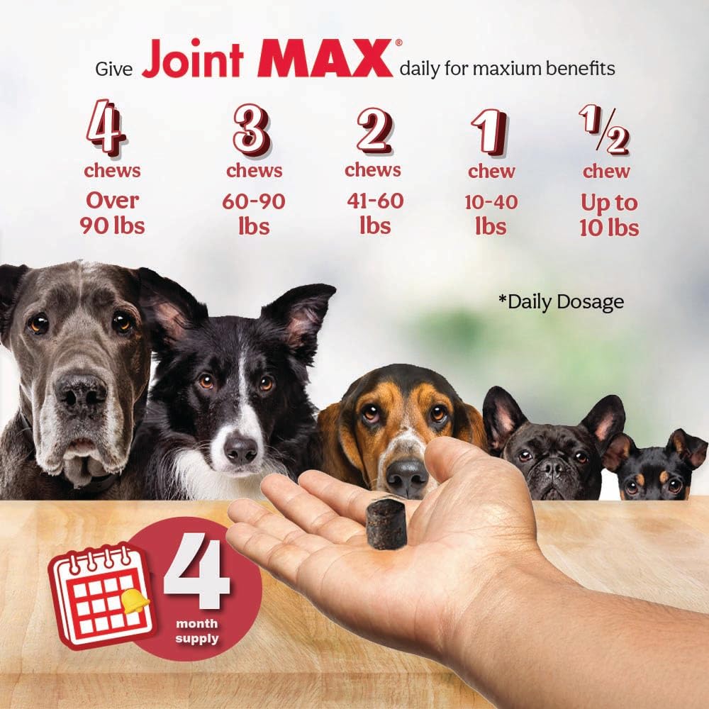 Joint MAX TS Joint Supplement Vet Formulated Pain & Inflammation Relief Treats Hip Dysplasia & Arthritis.Glucosamine, Chondroitin, Turmeric, MSM, HA, Creatine, Omega 3 EPA+DHA. All Dogs 240 Soft Chews