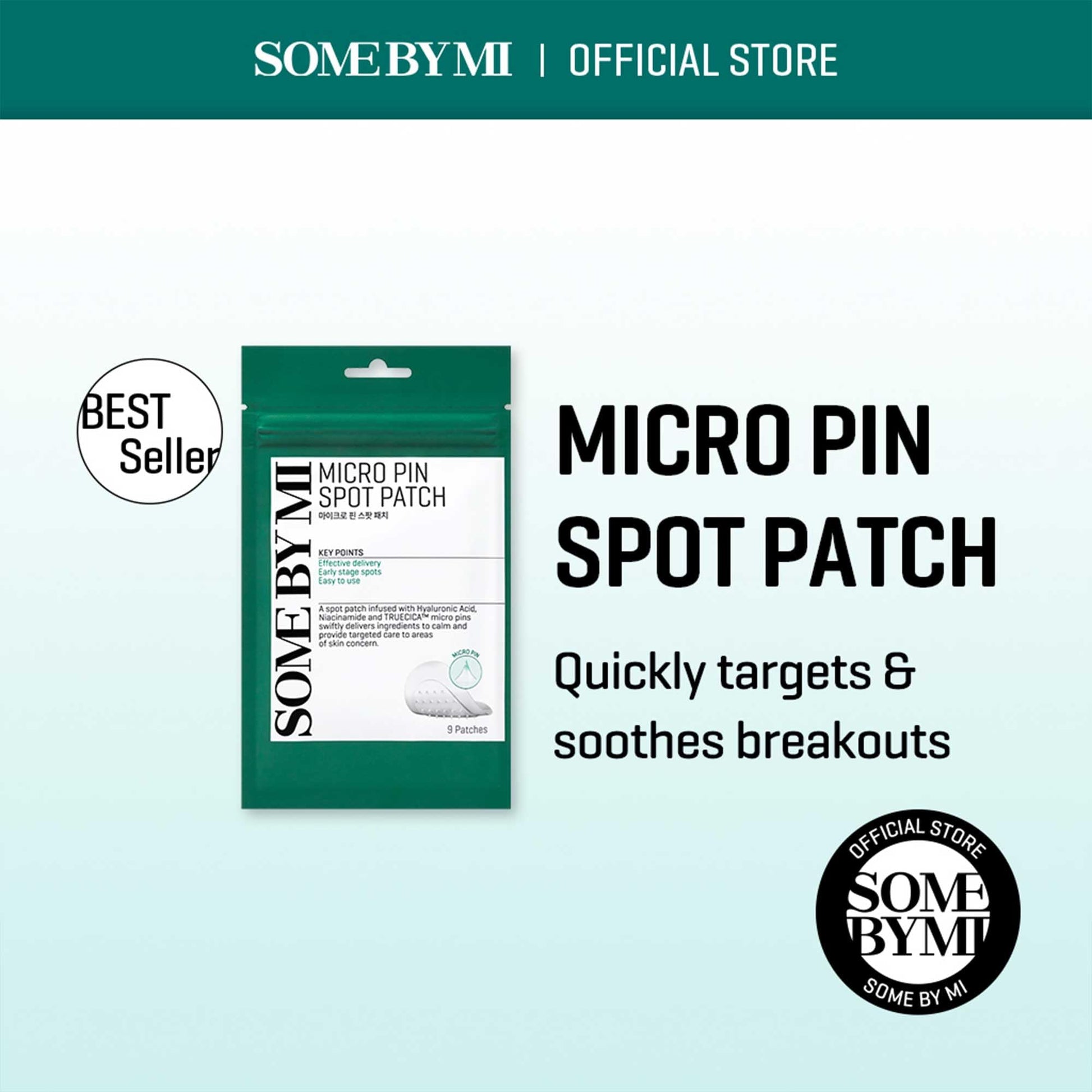 SOME BY MI Micro Pin Spot Patch - Pack of 1, 14mm 9 Counts - Microneedle Hydrocolloid Pimple Patch with Salicylic and Hyaluronic Acid - Skin Troubles Care Focused Spot Cover - Korean Skin Care - Medaid International