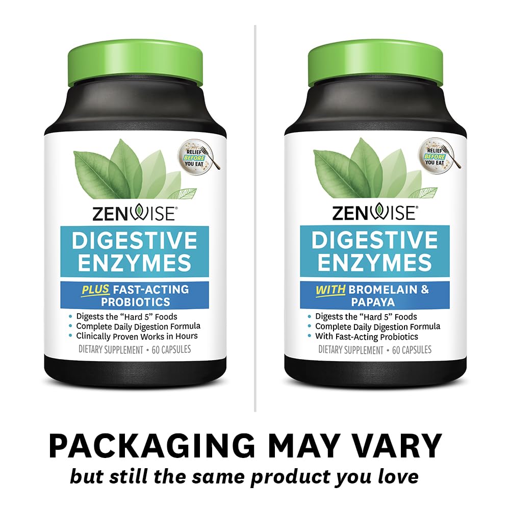 Zenwise Health Digestive Enzymes for Gut Health & Bloating Relief - Multi Enzymes Digestion Supplement with Probiotics, Bromelain & Papaya for Digestive Health Support - Men & Women - 60 Count - Medaid International