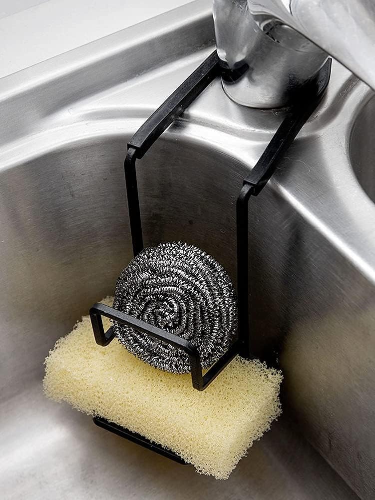 TERRIFI Sink Sink Sponge Holder, Faucet Rack Shower Tray, Kitchen and Bathroom Metal Organizer Hanging Fix Around Faucet(Set of 2)