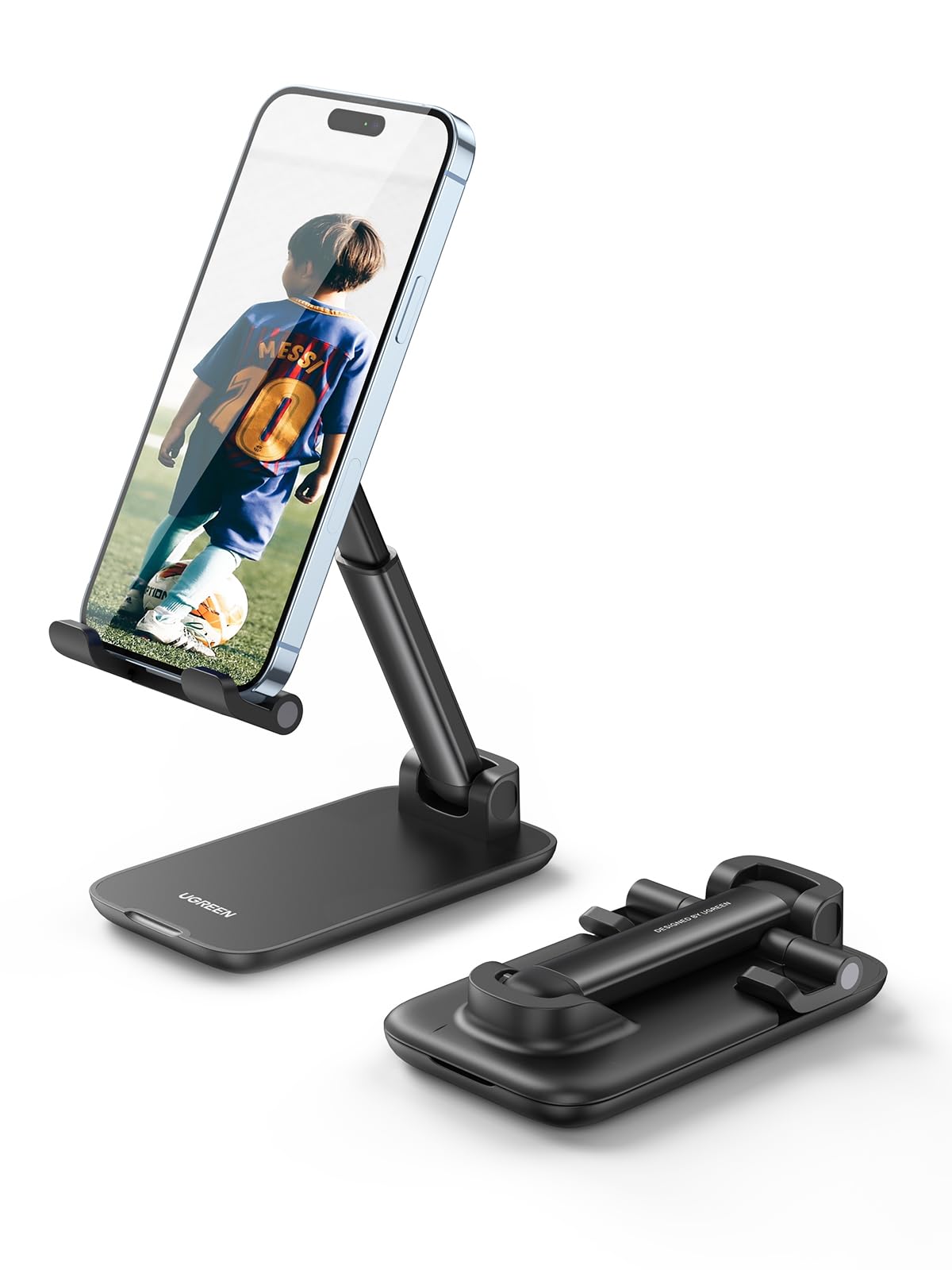 UGREEN Adjustable Folding Phone Desk Stand Holder Smartphone Table Compatible with iPhone 14 Plus Pro Max 13 Mini 12 Galaxy S23 S22 S21 Note20 Redmi (Black) - Medaid International
