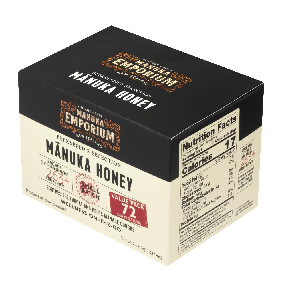 Manuka Emporium Raw Manuka Honey Packets On-the-Go MGO263+ (UMF 10+ Equiv.) 72 x 0.18oz Snap-Packets | Certified & Authentic | Harvested & Packed in New Zealand - Medaid International