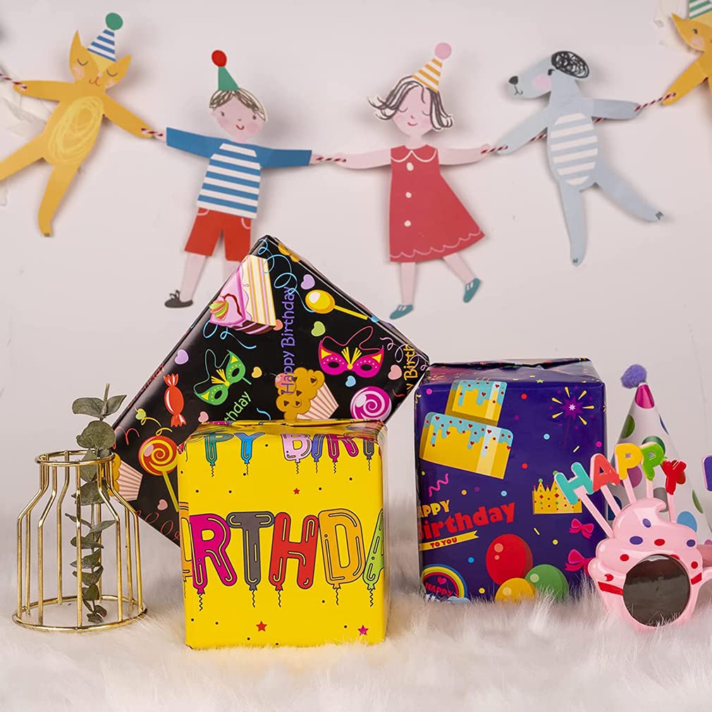 KASTWAVE Gift Wrapping Paper Roll Included 6 Pack for Birthday, Holiday, Wedding, Graduations, Party, Kids Gift Wrapping, 50 X 70 cm Per Sheet