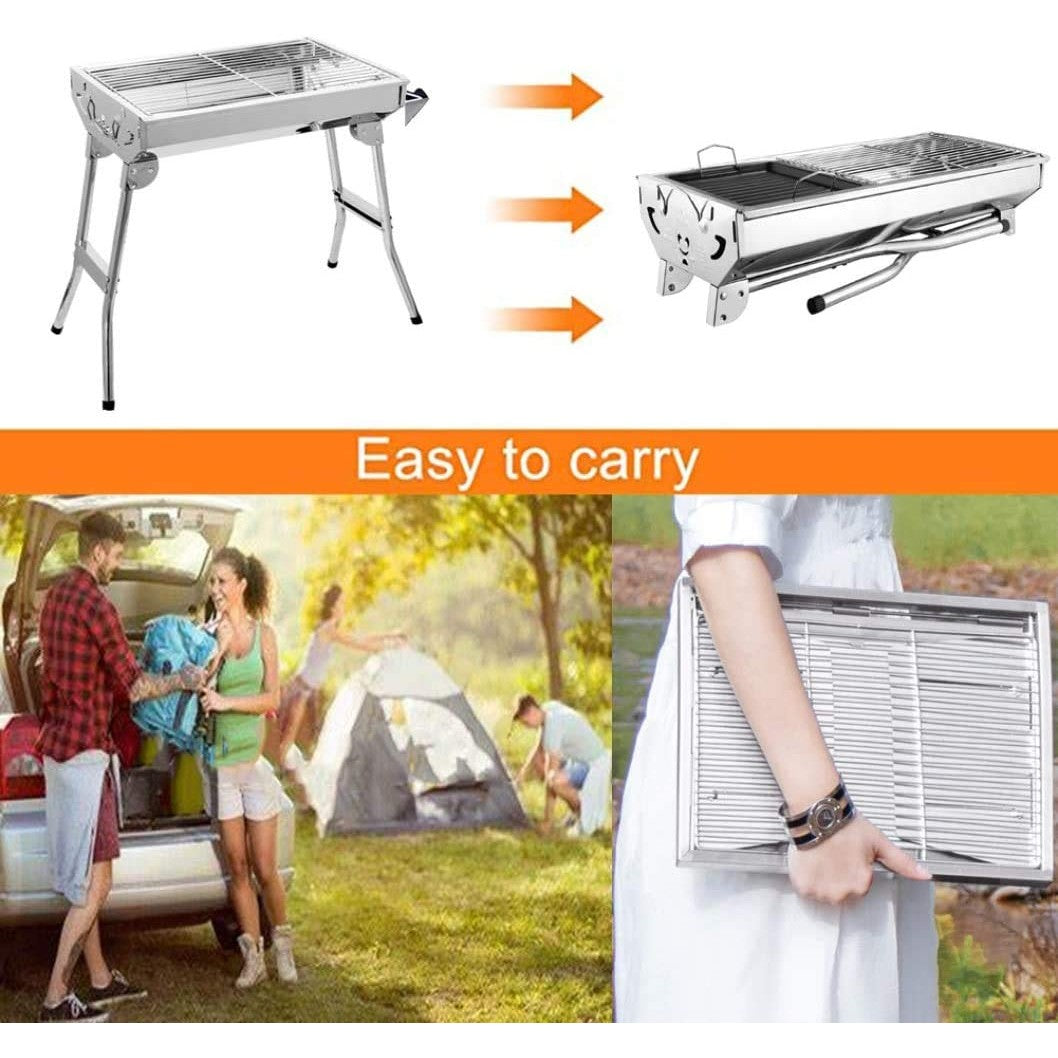 Portable Stainless Steel Barbecue 48x33 cm