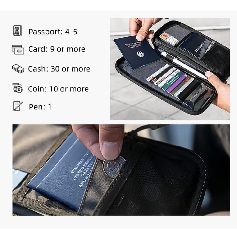 TERRIFI Family Passport Holder Travel Wallet, RFID Blocking Travel Document Organiser Passport Cover, Ideal for Keeping Your Passport, ID Cards, Flight Tickets, and Money Safe and Secure, Black