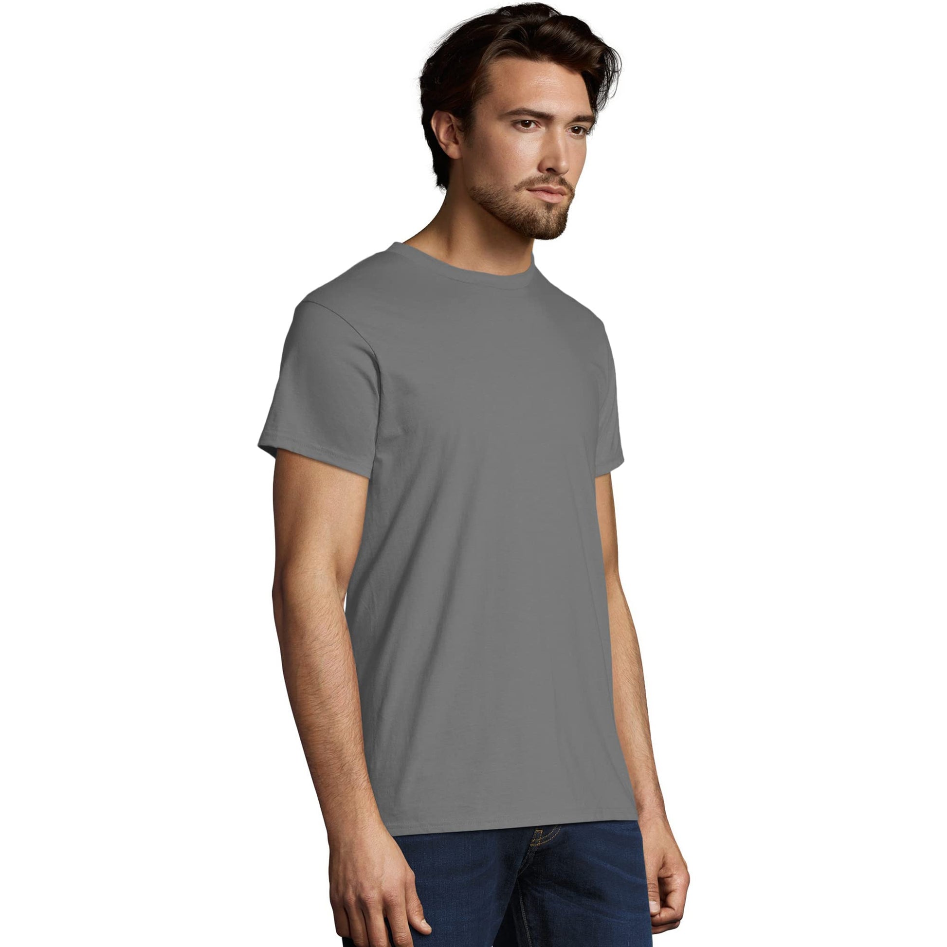 Hanes Men's Nano Premium Cotton T-Shirt (Pack of 2), Smoke Gray, Large - Medaid International