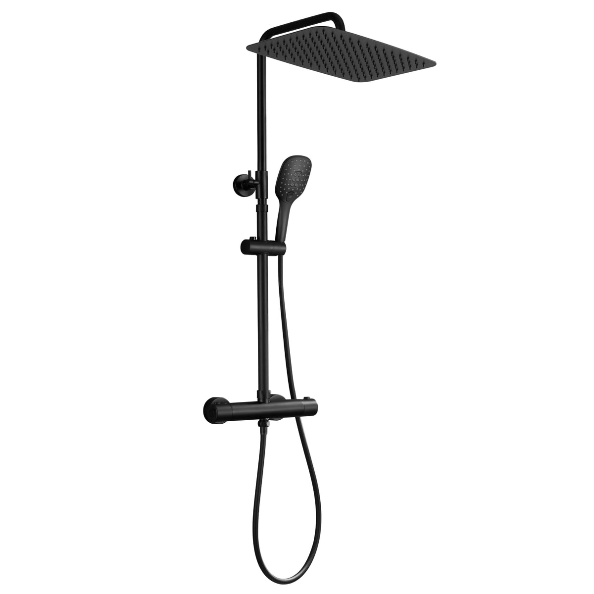 JOHO Shower Column without Taps Adjustable Fixings Heavy Duty Wall Set Bath Shower Shower Bathroom with Rain Shower Effect ABS D20 cm