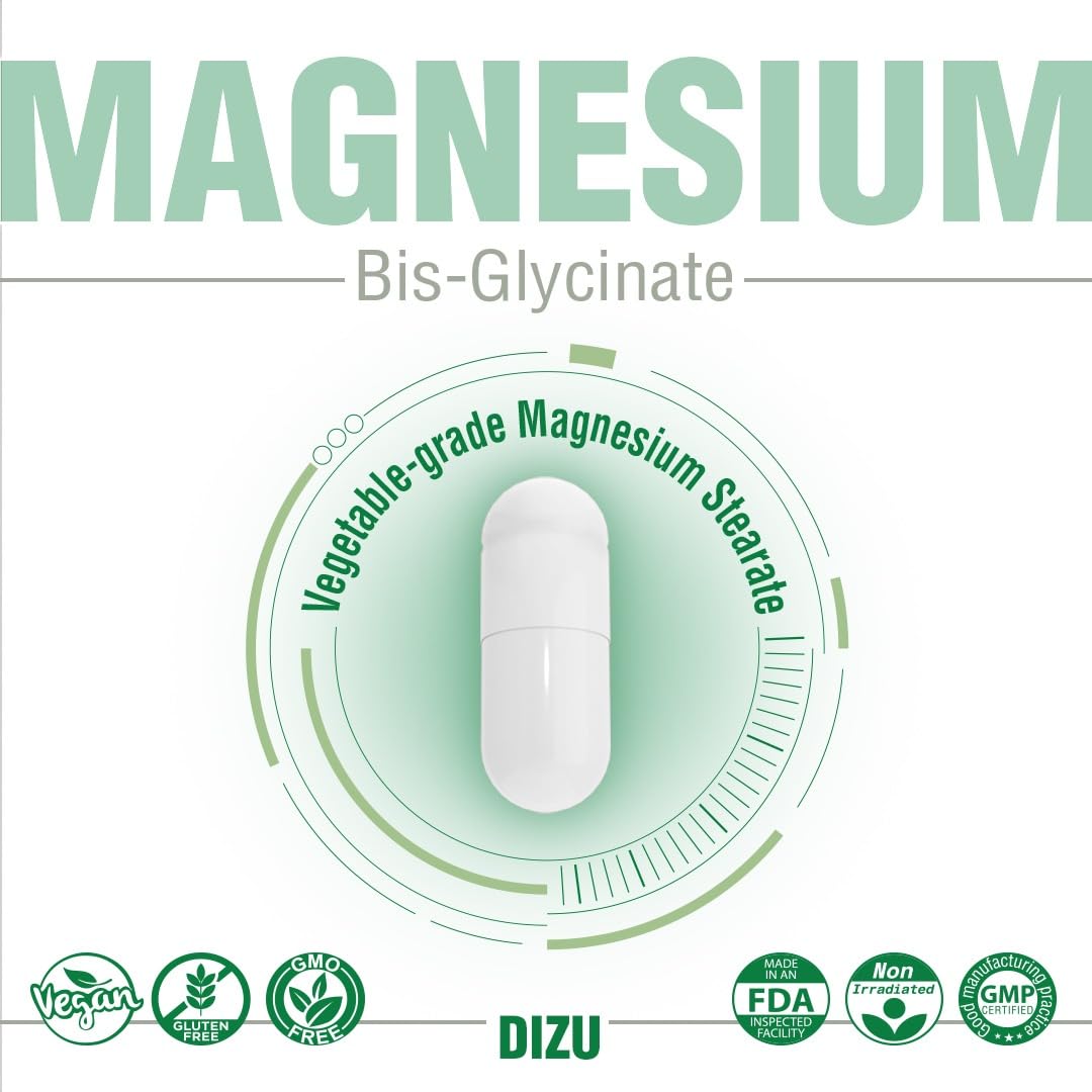 Magnesium Bisglycinate (Glycinate) 200 mg – High Absorption Chelated – Supports Sleep, Stress, Muscles, Nerves, Bones, Heart & Energy – Vegan, Non-GMO, Lab-Tested – 60 Capsules - Medaid International