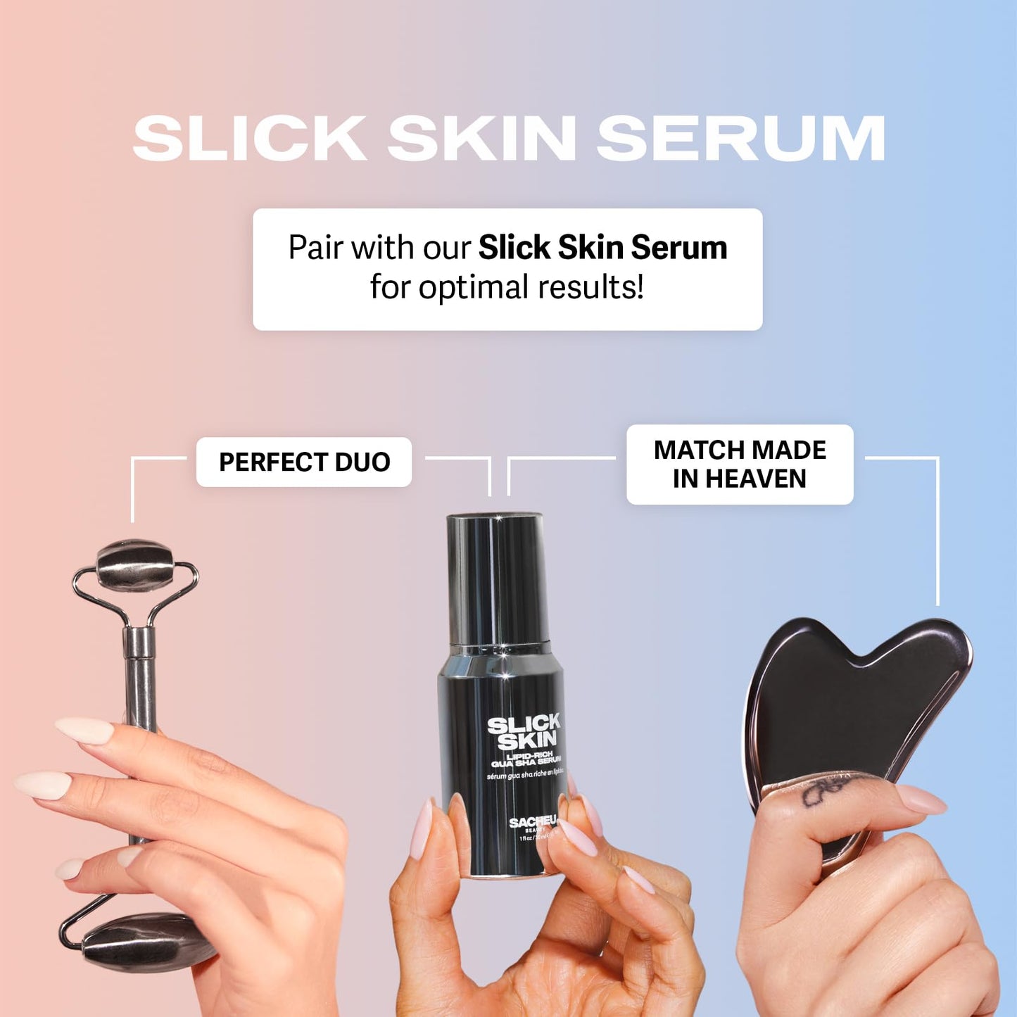 Sacheu Gua Sha Facial Tools Muscle Scraper — Face Gua Sha for Enhanced Lymphatic Drainage, Reduced Puffiness and Relieved Facial Tension, Metal Face Sculpting Tool with Travel Pouch - Medaid International