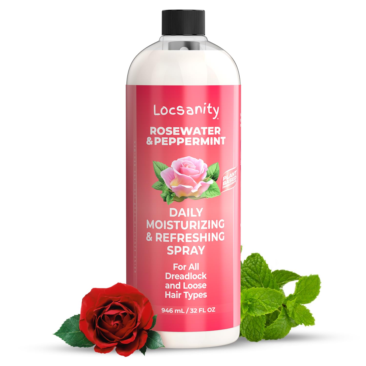 Locsanity Daily Moisturizing Refreshing Spray for Locs, Dreadlocks - Rose Water and Peppermint Hair Scalp Moisturizer, Dreadlock Spray - Natural Loc Care and Maintenance (8oz) - Medaid International