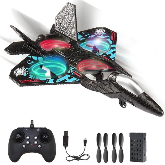 Remote Controlled Airplane RC 0712 2.4GHz Quadcopter Fighter Toy Plane with LED Lights, USB Charging – RTF for Kids, Adults & Beginners (80m Range) (Assorted)