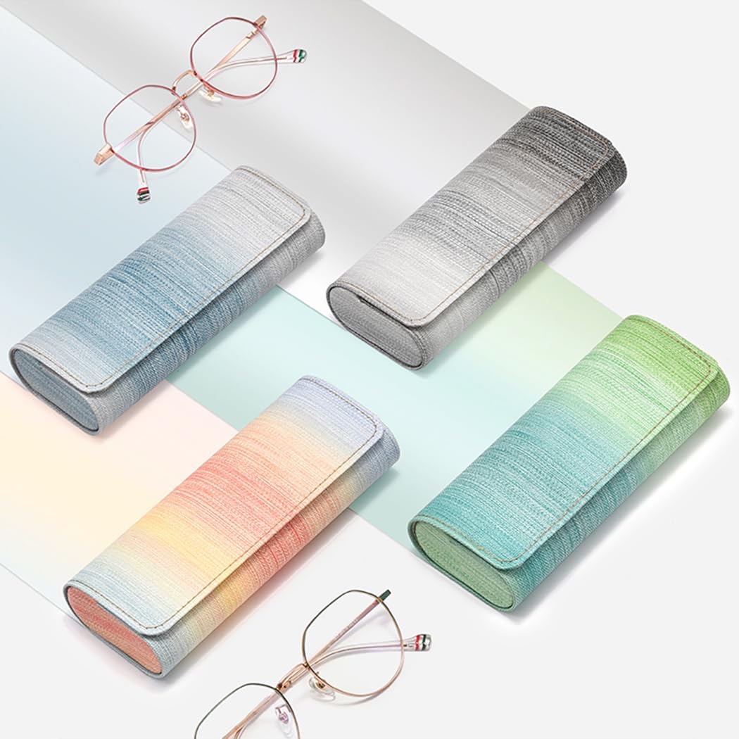 TERRIFI 4 Pack Eyeglasses Sunglasses Case, Portable Eyewear Organizer Pouch Bag, Hard Shell Eyeglasses Case for Men Women (Multicolor)