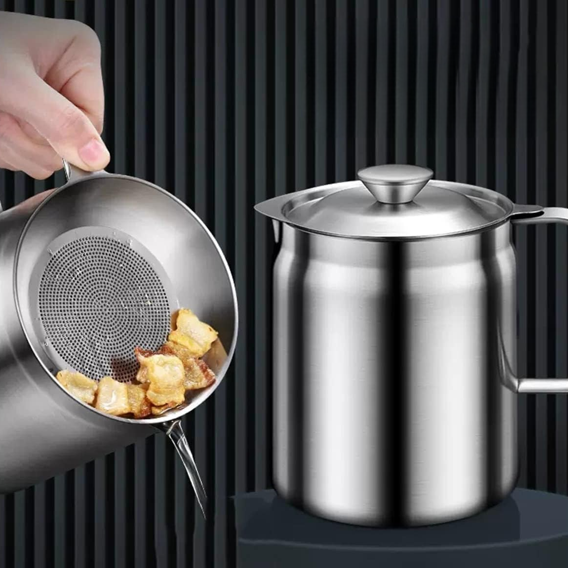 Stainless Steel Oil Pot - Large Size