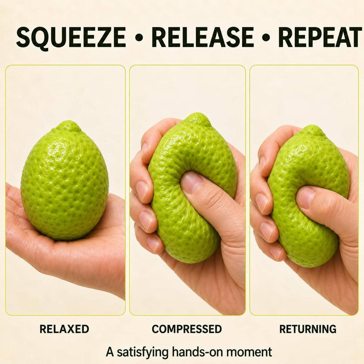 Realistic Fake Food Squishy, Soft Slow Rising Squeeze Stress Relief Fidget Toy for Adults (Green Lemon)