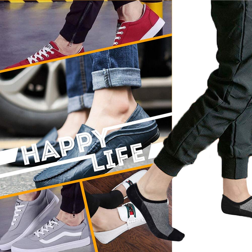 Faustine No Show Socks Ankle Low Cut Socks for Mens or Womens, Non Slip, 8 Pairs (8 Pairs (Black), L/XL(US Men Shoes Size 10-14)) - Medaid International
