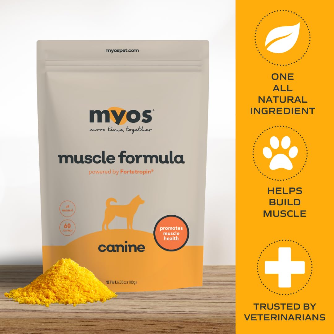 MYOS Canine Muscle Formula - All-Natural Muscle Building Supplement - Helps Reduce Muscle Loss in Aging Dogs and Improve Recovery from Injury or Surgery - Medaid International