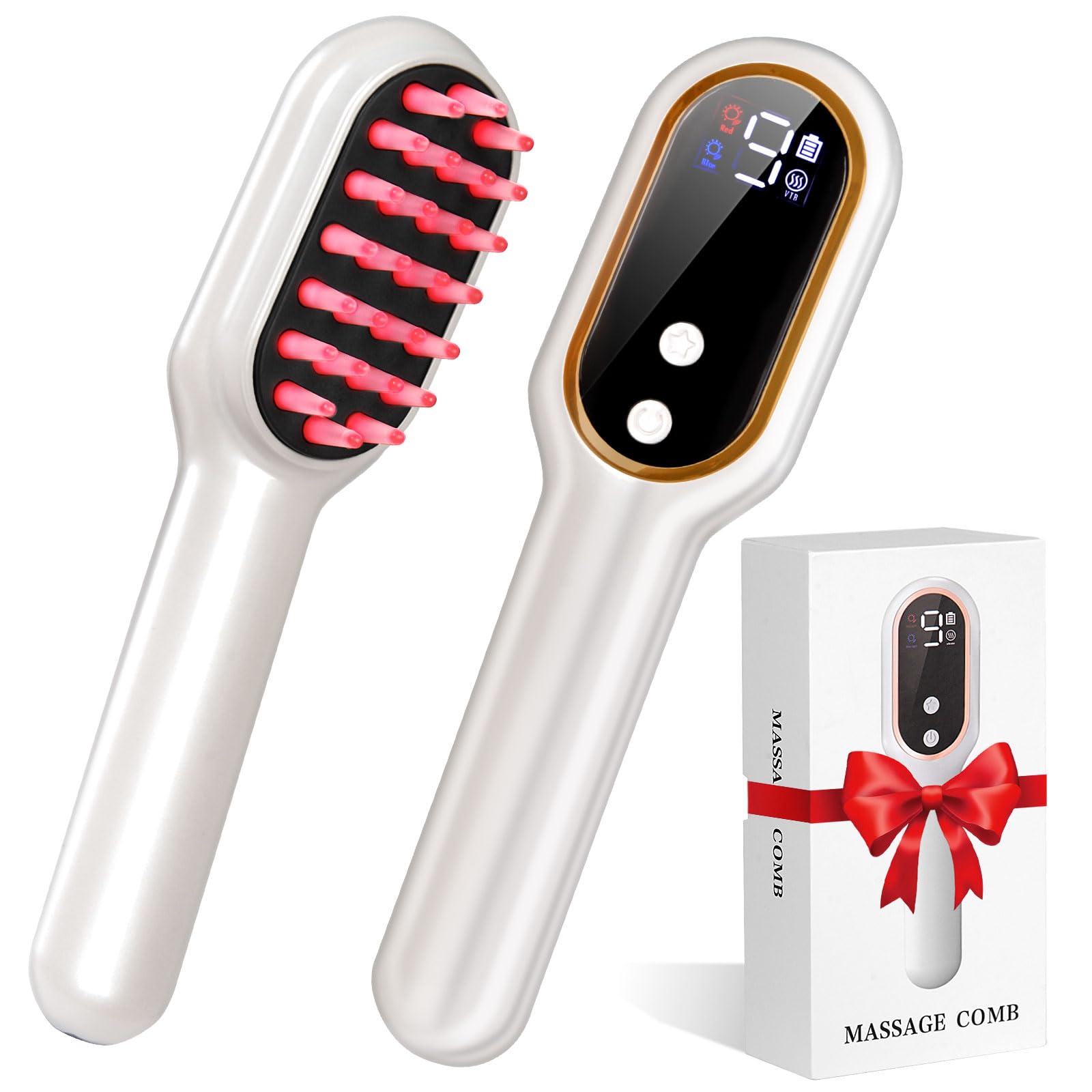 MERNUNUX Laser Therapy Hair Growth Comb, Electric Scalp Massager, Handheld Comb-Shaped Hair Regrowth Device for Hair Growth & Hair Care for Thicker, Healthier Hair - Medaid International