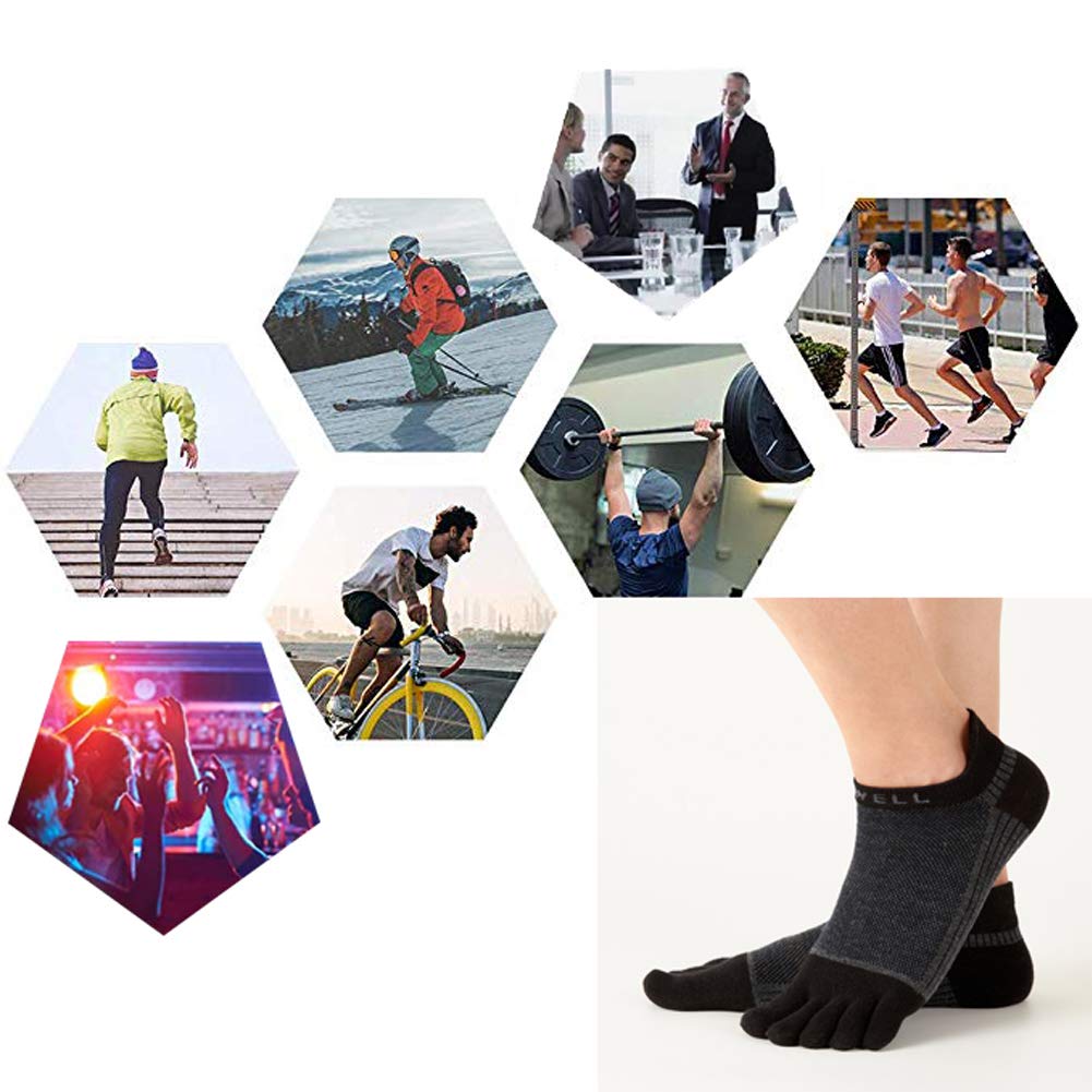 VWELL Cotton Toe Socks Five Finger Socks No Show Crew Athletic Running Socks 4 Pairs,Size 7-11 - Medaid International