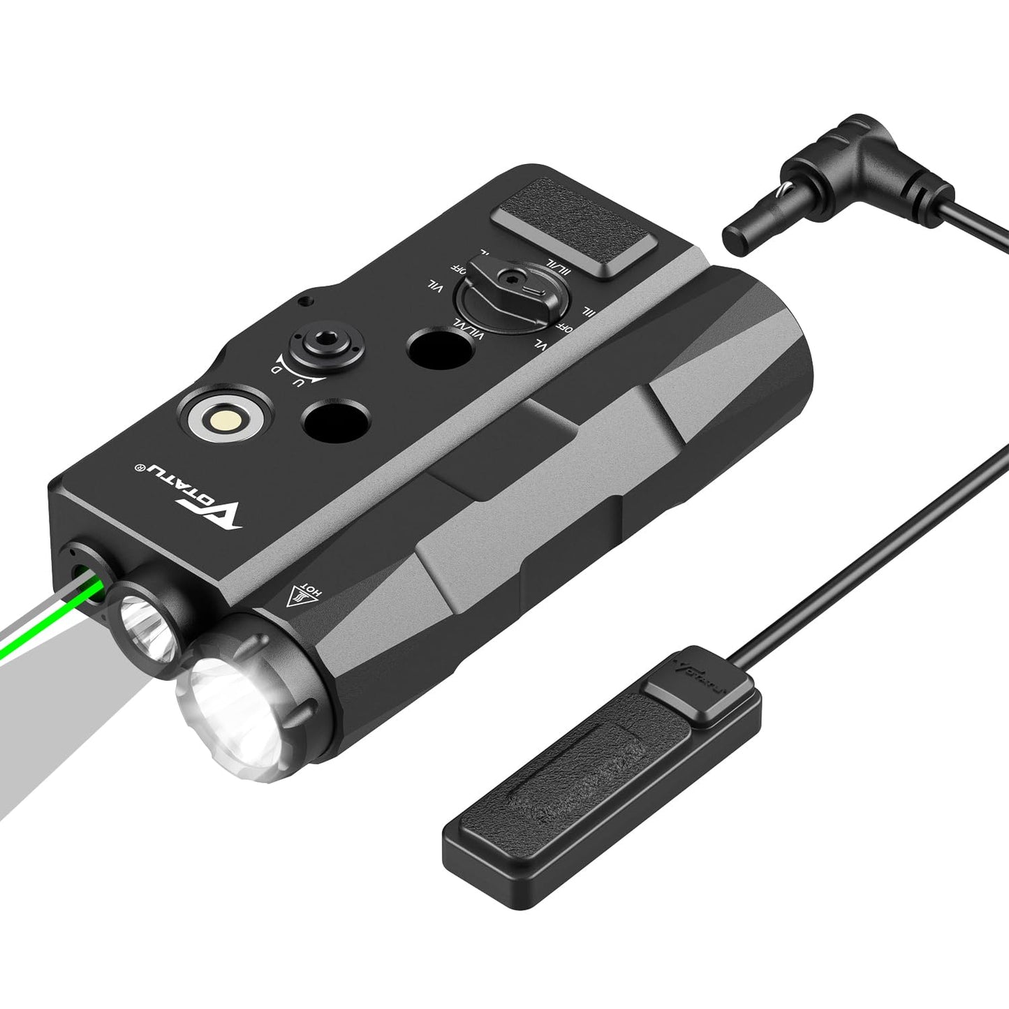 VOTATU V848 Laser Light Combo, Green/IR Laser & 1700LM Flashlight/IR Illuminator Combo, Multi-Mode Display Screen Weapon Light Laser for Rifle and Shotgun Compatible with Mlok Picatinny Rail - Medaid International