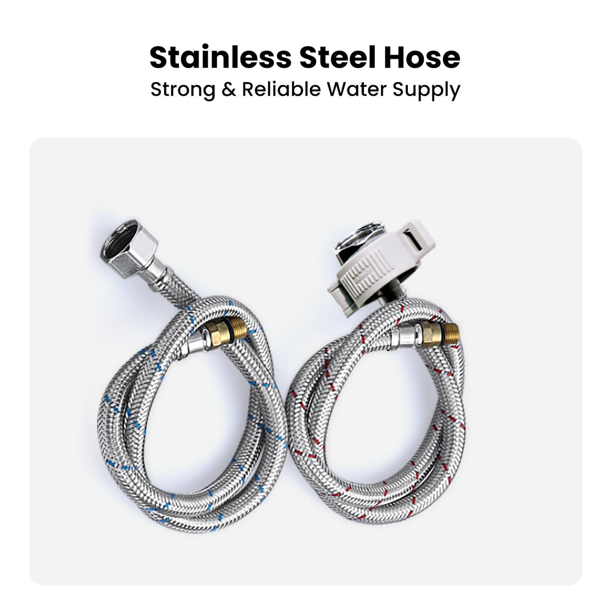 JOMOO Kitchen Faucet, 304 Stainless Steel High Arc 360° Swivel Spout, Single Handle Hot & Cold Mixer Tap, Easy-Clean Brushed Finish, Ceramic Disc Valve, 2 Stainless Steel Braided Hoses