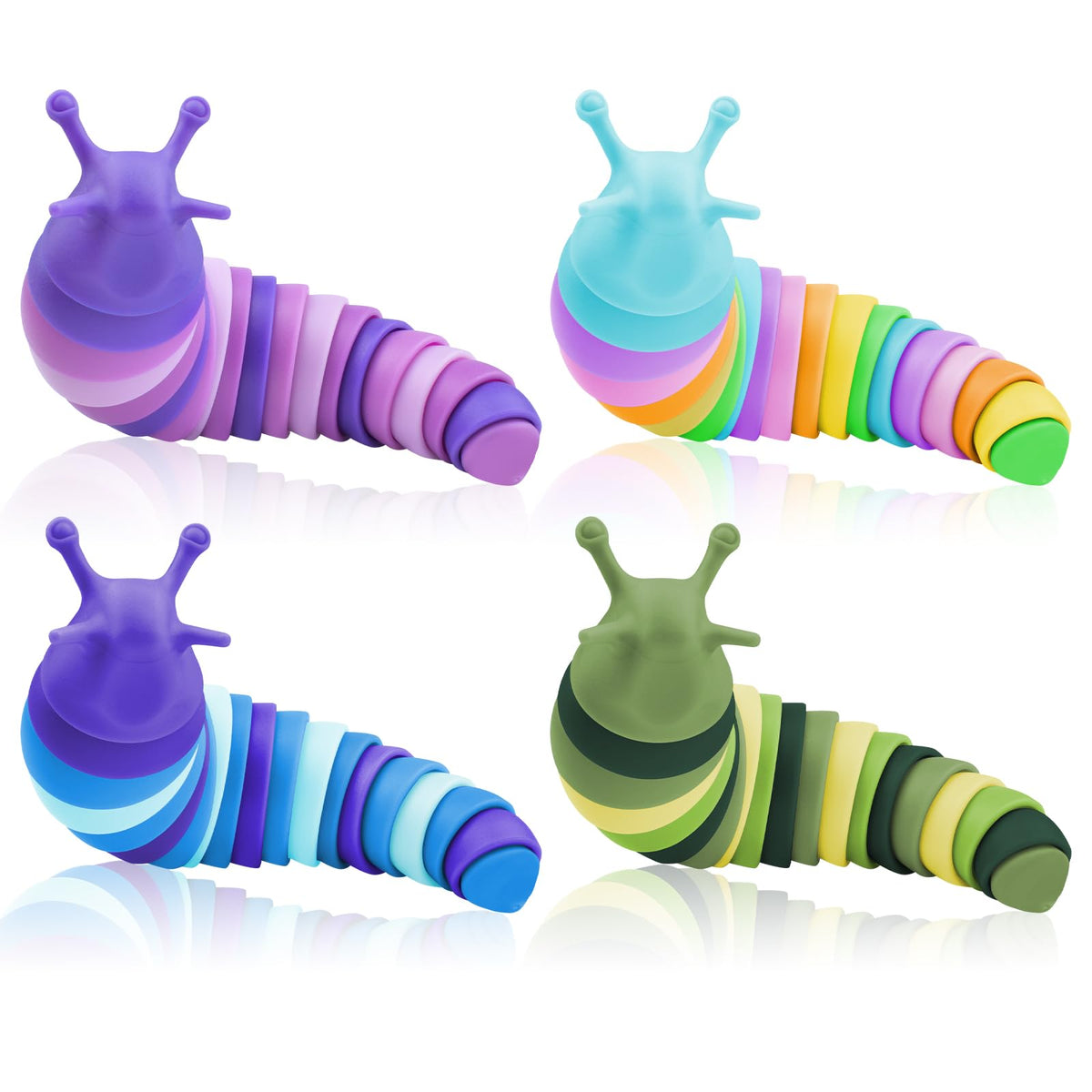 Cevioce Fidget Slug Toy, Sensory Slug Fidget Toy for Kids & Adults, 1Pc Cute 3D Articulated Stim Toy - Can Be Spliced, Safe｜Exercise Wrist Strength & Stress Relief, Great Gift for ADHD Autism