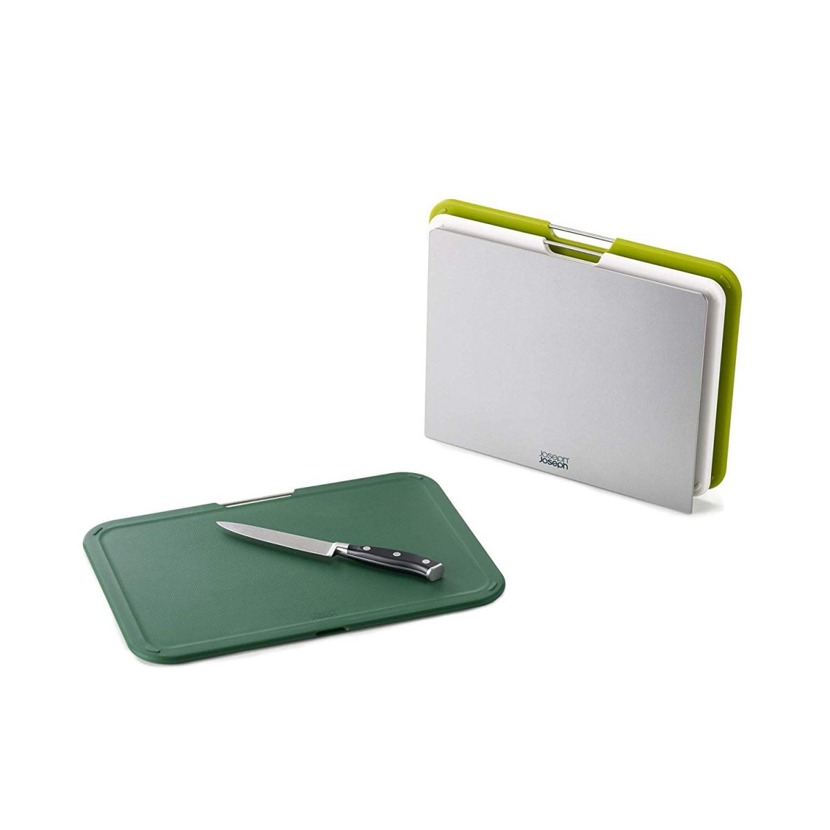 Joseph Joseph Nest Plastic Cutting Set with Storage Stand 3 Different Sized Boards, Large, Green