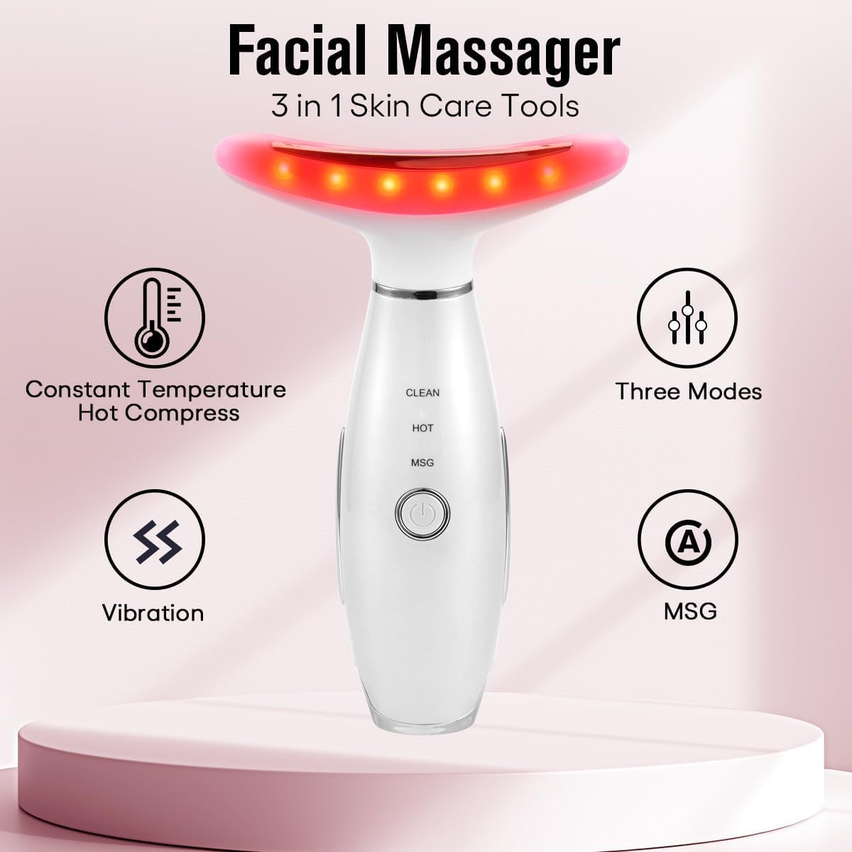 LATME Facial Massager,Neck Face Massager Tool,3 Mode Massage with Heat,Portable Beauty Instrument for Skin Care Women Gift - Medaid International