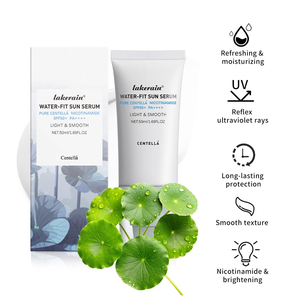 Centella Sunscreen SPF 50 PA++++, Hyalu Cica Water-Fit Sun Serum, Lightweight Sunscreen with Centella Asiatica, Hydrating & Non-Greasy Sun Protection for Sensitive Skin, Reef-Safe & Fast-Absorbing - Medaid International