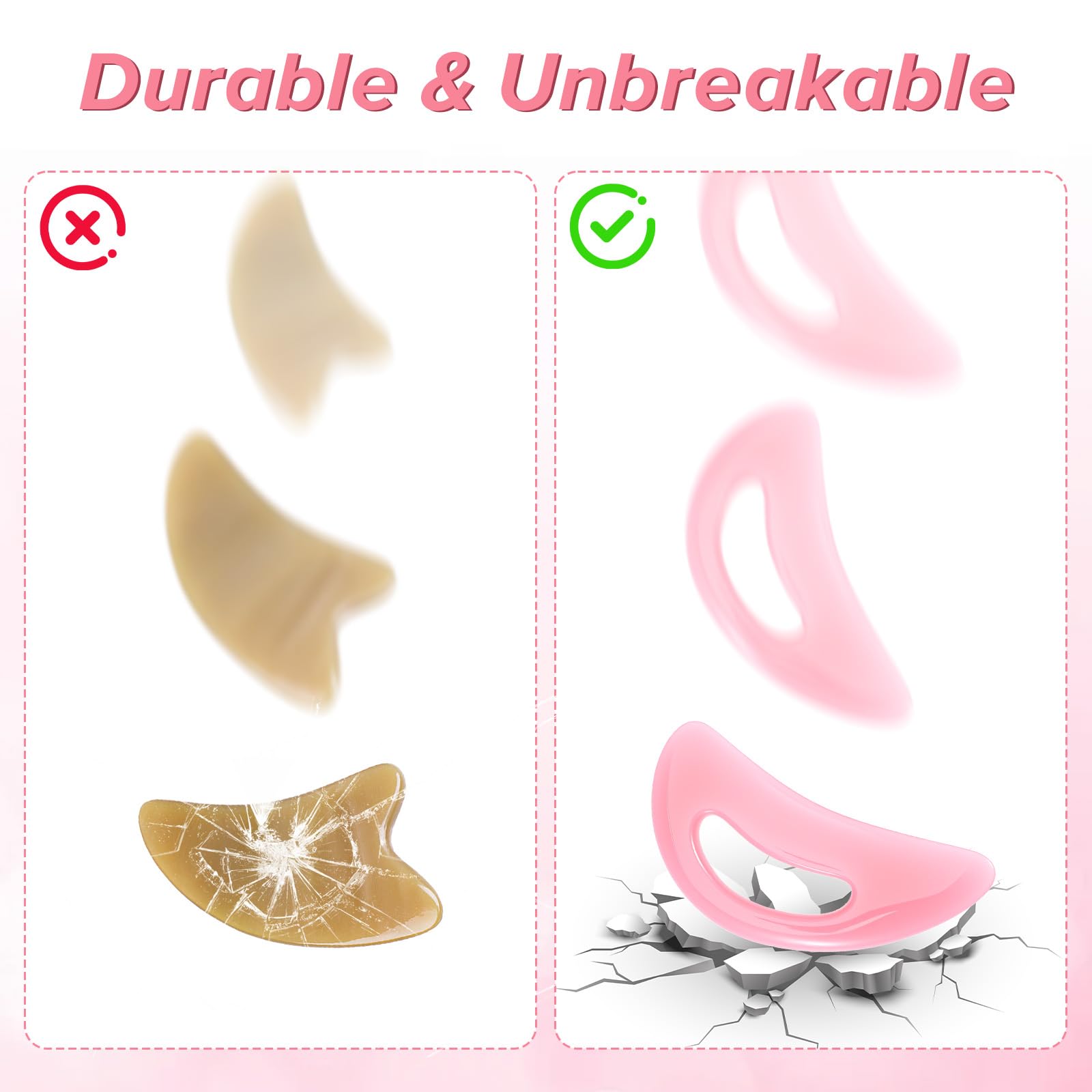 YBEATY Body Gua Sha Tool Cellulite Scraping Sculpting Guasha Tools Natural Resin Lymphatic Drainage Massager Tool for Face Back Neck Legs Man Women Birthday Festival (Pink) - Medaid International