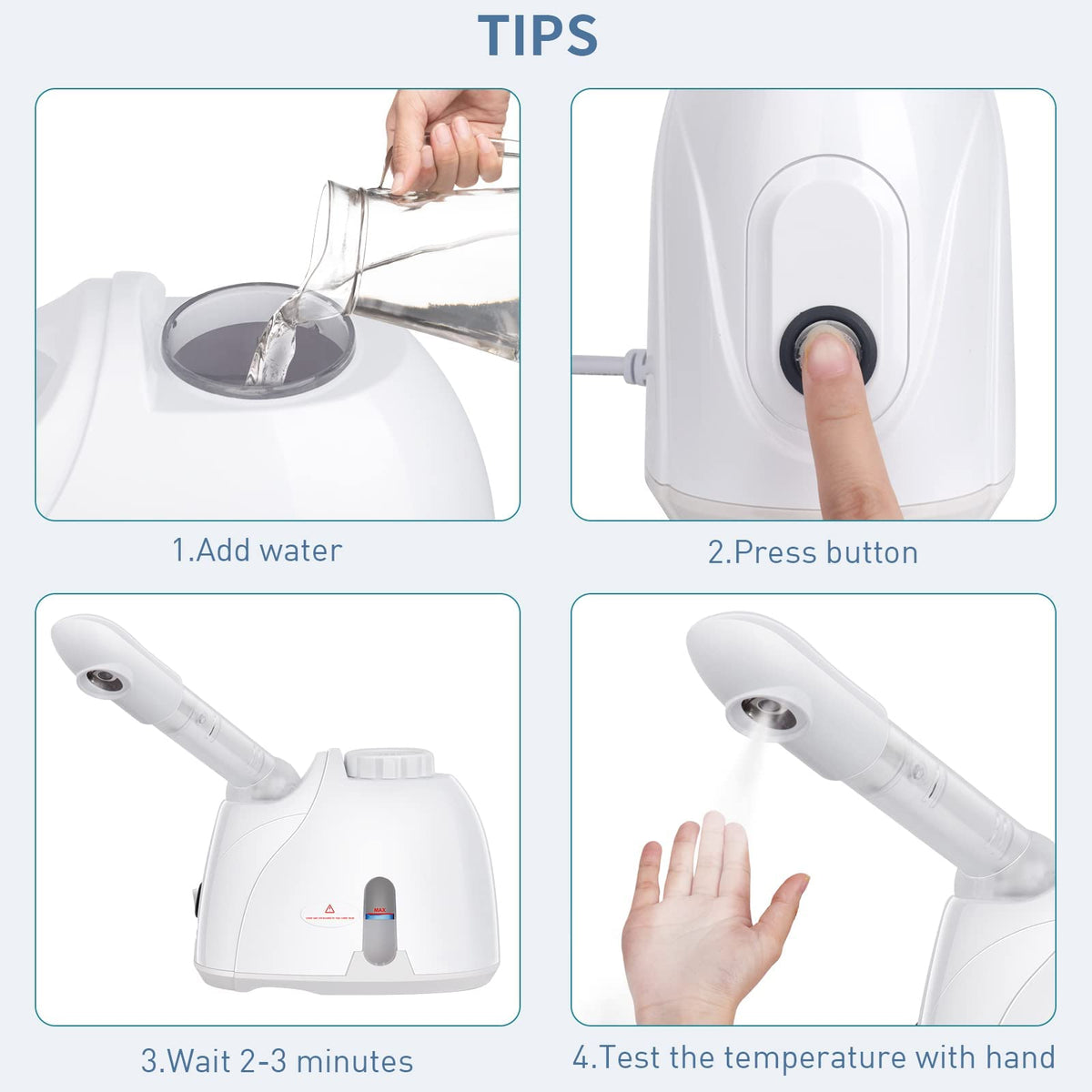 TERRIFI Facial Steamer with Extendable Arm Steaming Warm Mist Humidifier for Face Spa Sinuses Moisturizing, Homeuse or Salon