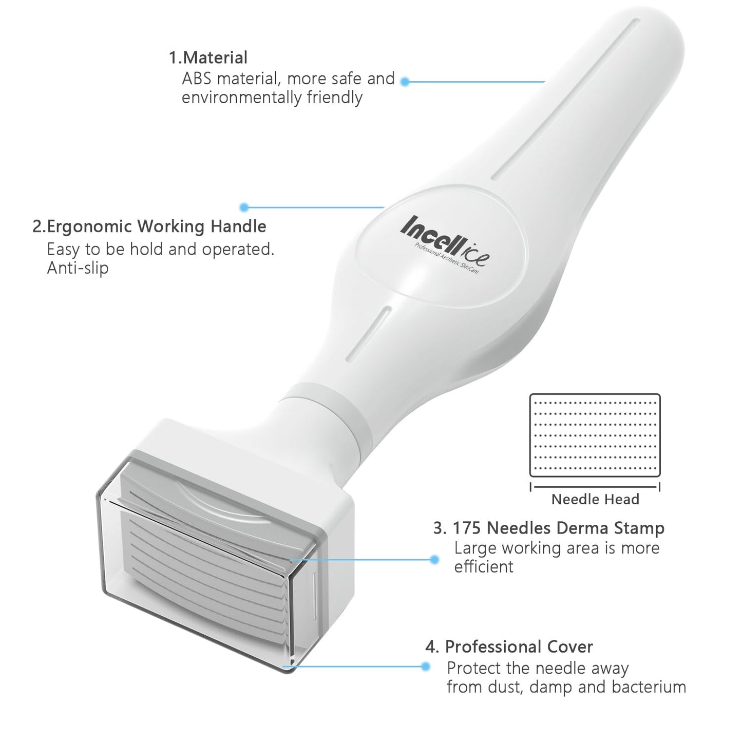 Derma Stamp, INCELLICE 175 Titanium Microneedle Stamp for Face, Derma Roller Stamper for Home Use - Medaid International