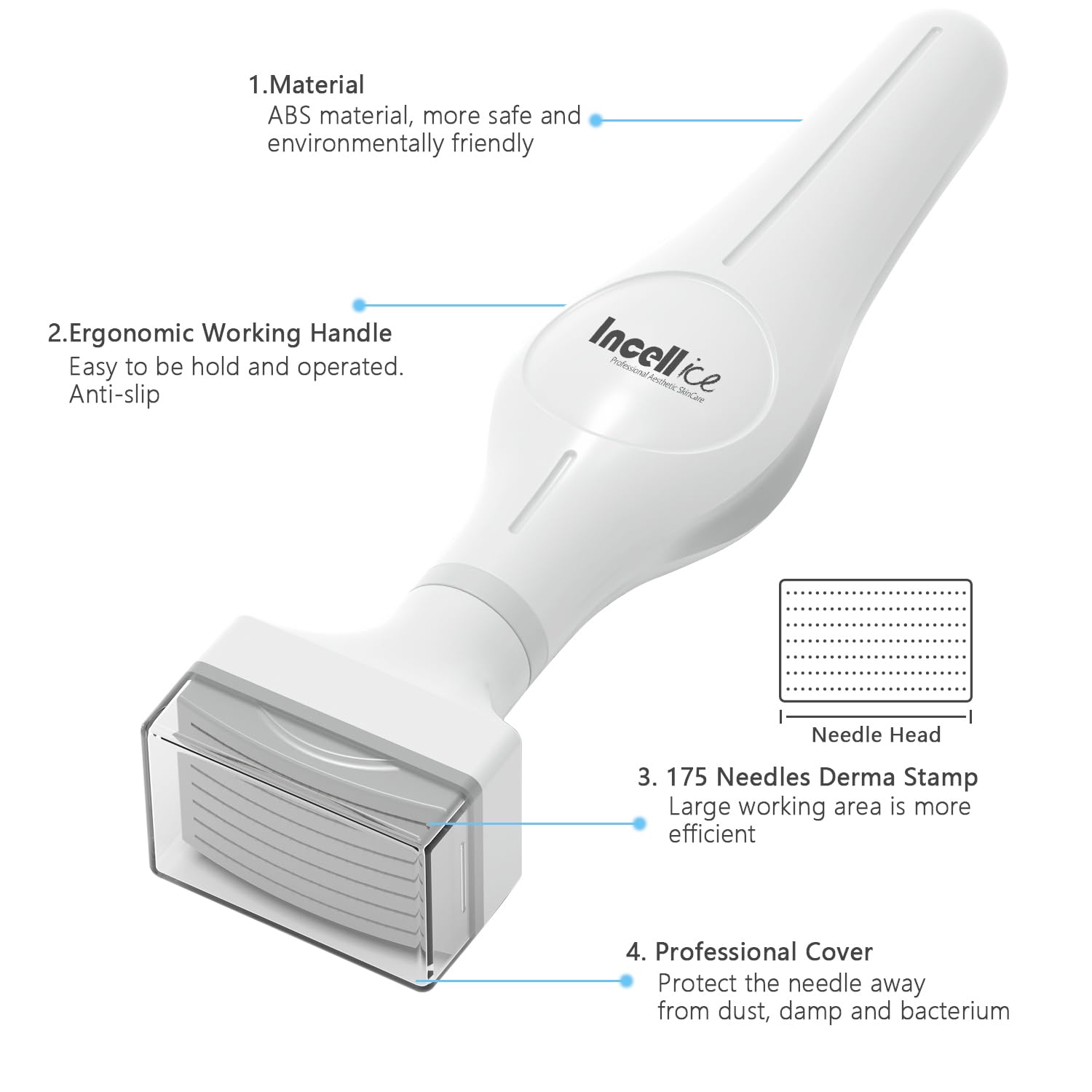 Derma Stamp, INCELLICE 175 Titanium Microneedle Stamp for Face, Derma Roller Stamper for Home Use - Medaid International