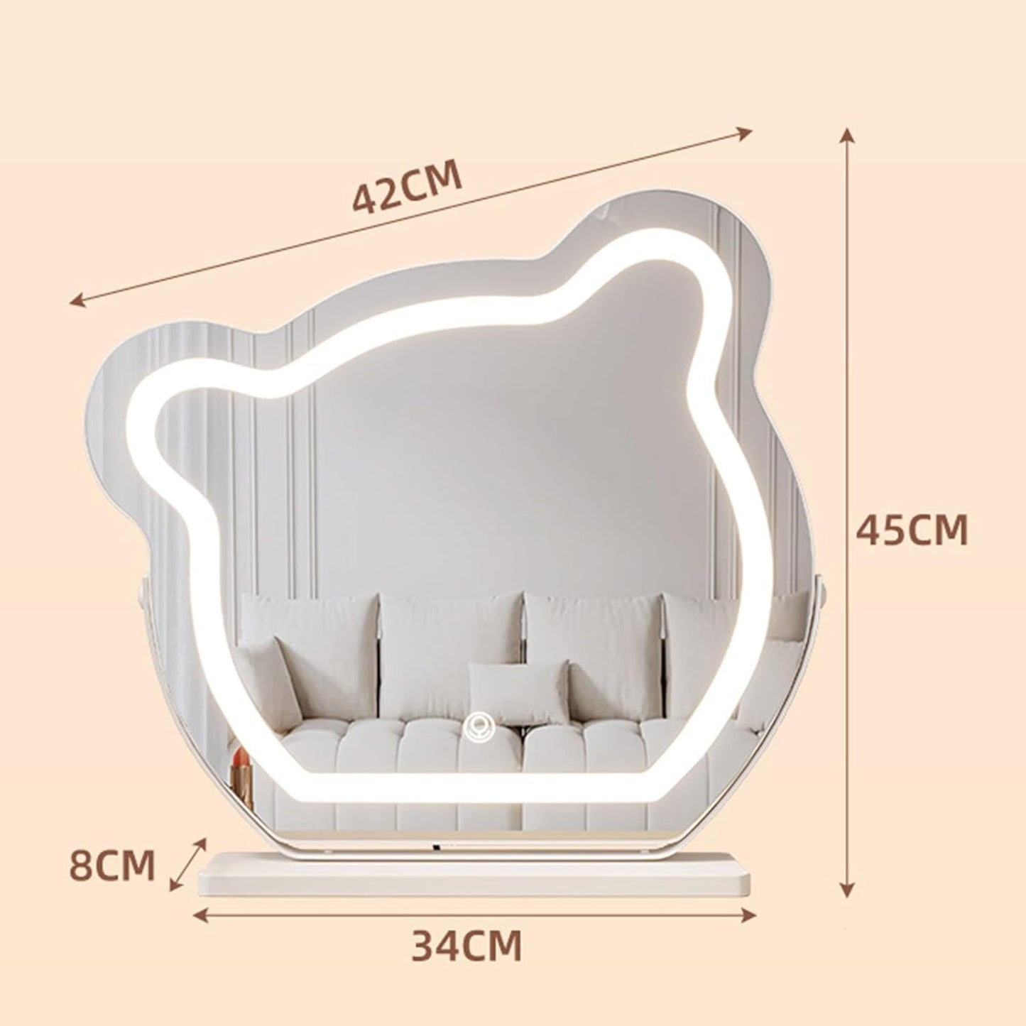Bear-Shaped LED Makeup Mirror