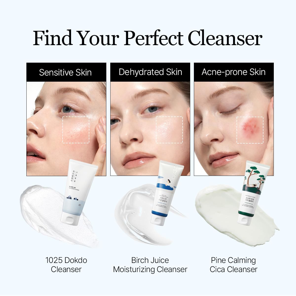 ROUND LAB 1025 Dokdo Cleanser 5.07 Fl Oz, Low pH Facial Cleanser for Sensitive Skin, Rich Soft Bubbles for Deep Cleansing and Makeup Removal, Hydrating Face Wash with Deep Sea Water, Korean Skin Care - Medaid International