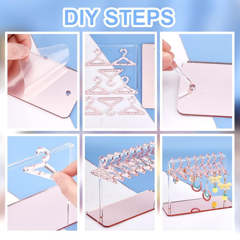 KASTWAVE Acrylic Earring Display Stand Set for Retail and Personal Use Stylish Organizer for Dangle Earrings 2.3x4.6x5.9 Inches