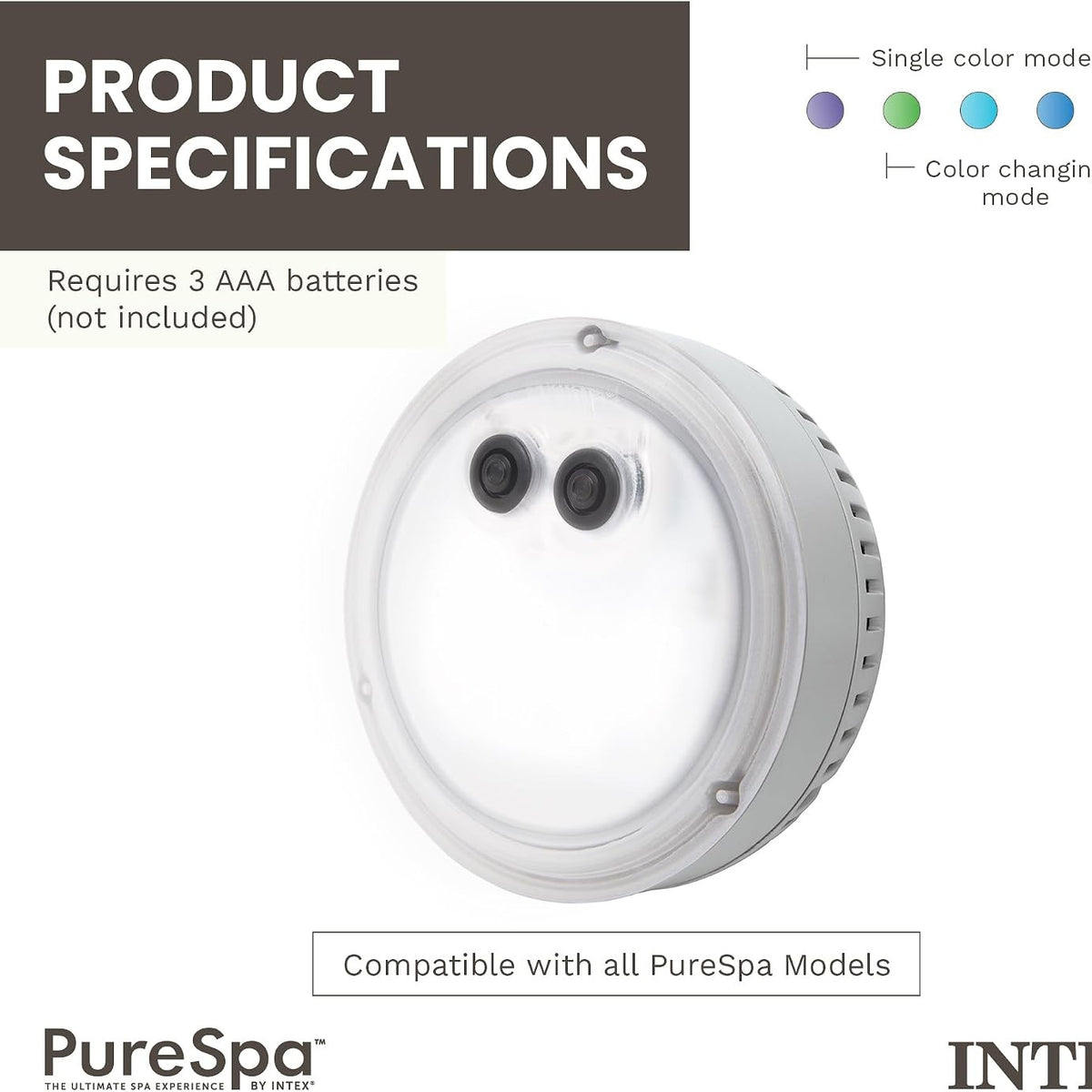 Intex B01NBYH7O8 PureSpa Battery Multi-Colored LED Light for Bubble Spa Hot Tub J, Multicolor