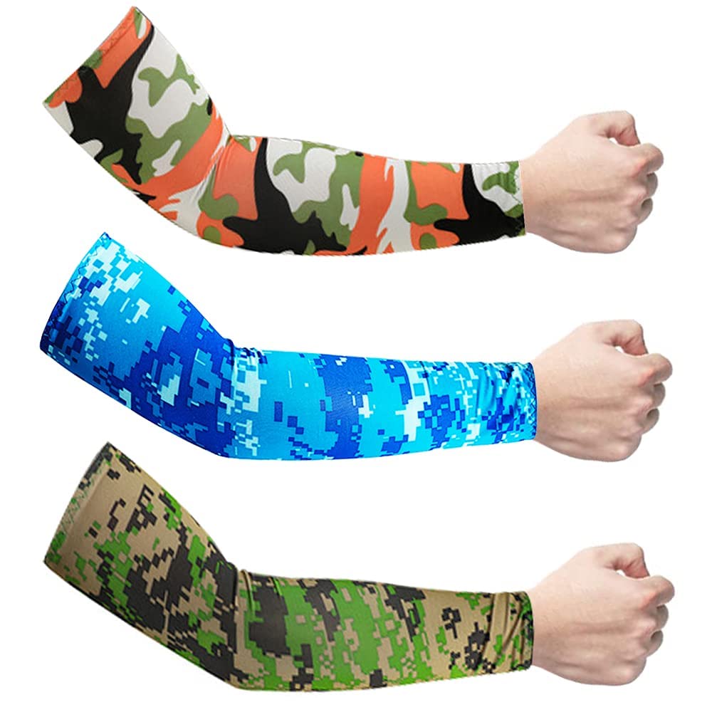 KASTWAVE Sun UV Protection Cooling Arm Sleeves, UPF 50 Compression Long Arm Cover, Arm Sun Sleeves Compression UV Protection Cooling, Cycling, Driving, Golf, Running for Men & Women - 3 Pairs