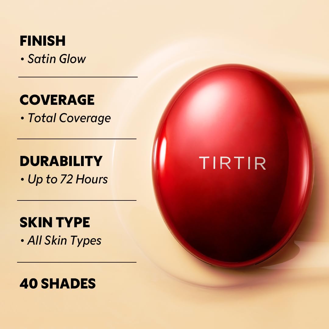 [*Mini Size*] TIRTIR Mask Fit Red Cushion Foundation | Full coverage, Weightless, Skin fit, Satin Glow Finish, Korean Makeup, beauty, Tattoo cover up, Buildable (#15C Fair Porcelain, 0.15 Fl Oz) - Medaid International
