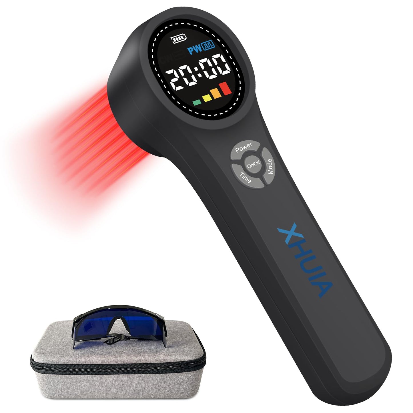 XHUIA Handheld Red Light Therapy Device, 4x980nm 4x810nm 16x660nm, Cold Light Therapy Machine for Knee, Shoulder, Muscle, Joint Pain Relief, Near Infrared Light Therapy for Human at Home or Travel - Medaid International