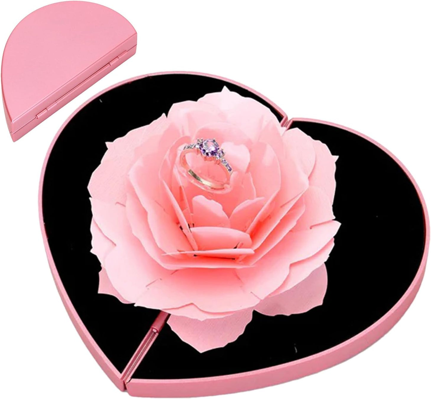Valentine Rose Heart Ring Box علبة خاتم على شكل وردة للفالنتاين