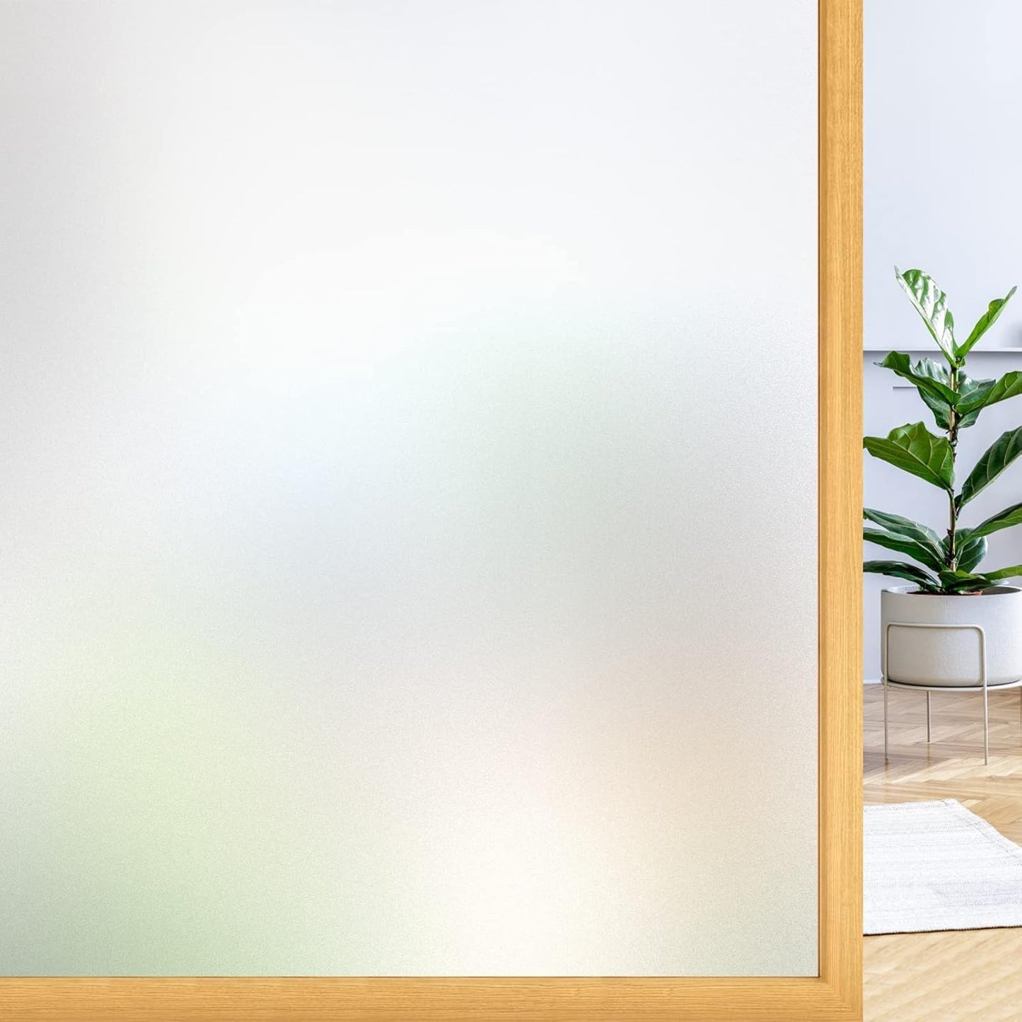 rabbitgoo Window Privacy Film, Frosted Glass Window Clings, Static Cling UV Heat Blocking Door Stickers for Home Bathroom, Removable Indoor Decal Coverings Day and Night, Pure, 17.5 x 78.7 Inches - Medaid International