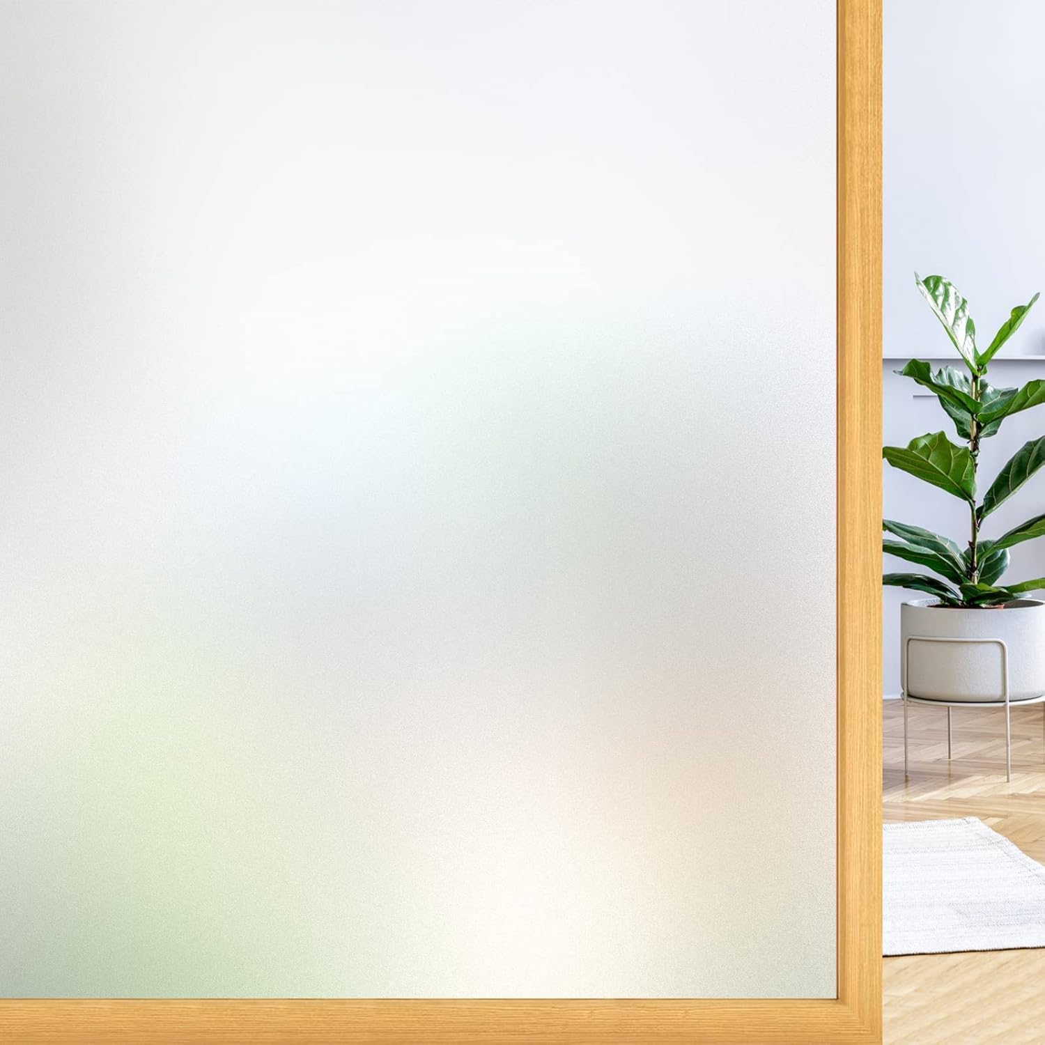 rabbitgoo Window Privacy Film, Frosted Glass Window Clings, Static Cling UV Heat Blocking Door Stickers for Home Bathroom, Removable Indoor Decal Coverings Day and Night, Pure, 17.5 x 78.7 Inches - Medaid International