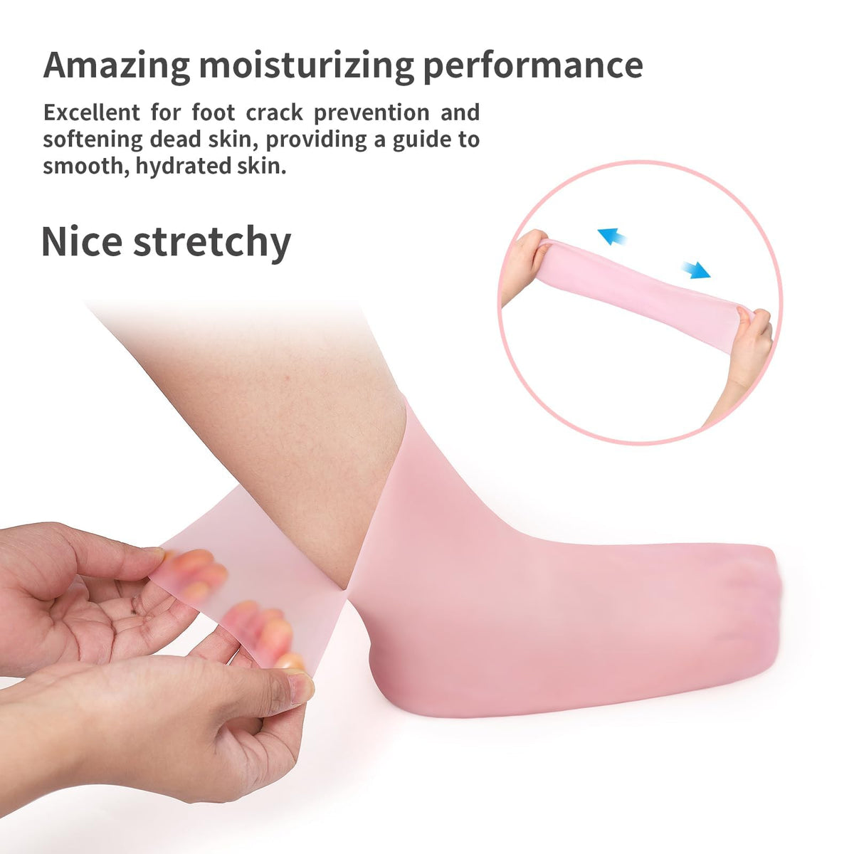 KASTWAVE Silicone Moisturizing Socks, Long Silicone Socks, Aloe Socks, Soft Gel Socks, for Dry Cracked Feet Women, Calluses, Spa Gel Socks Foot Care by, Dry Feet, Softening Calluses, Rough Skin